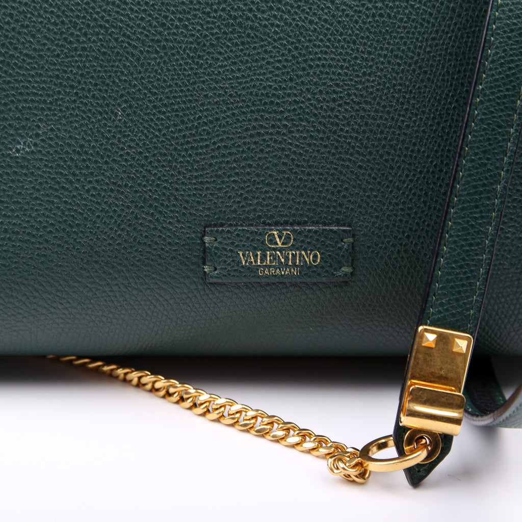 Vsling Top Handle Small Shoulder Bag Grained Leather Green