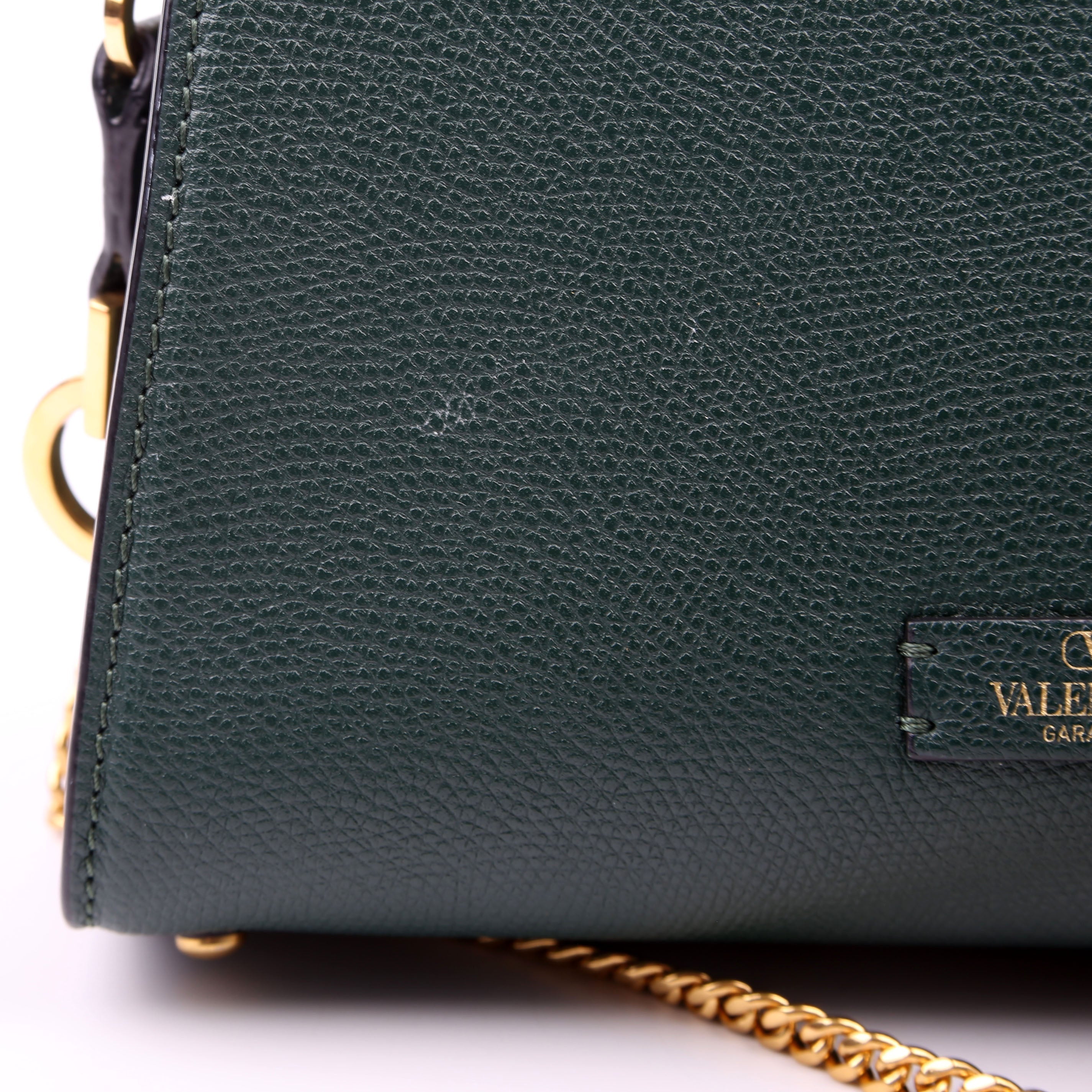 Vsling Top Handle Small Shoulder Bag Grained Leather Green