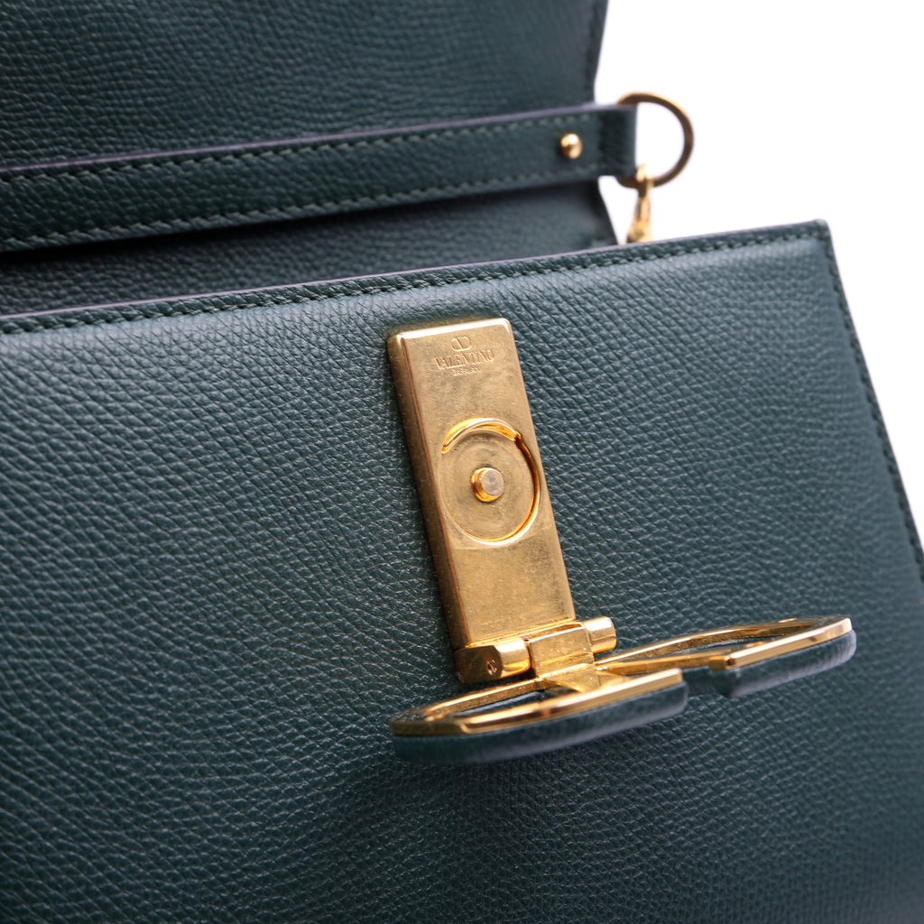 Vsling Top Handle Small Shoulder Bag Grained Leather Green