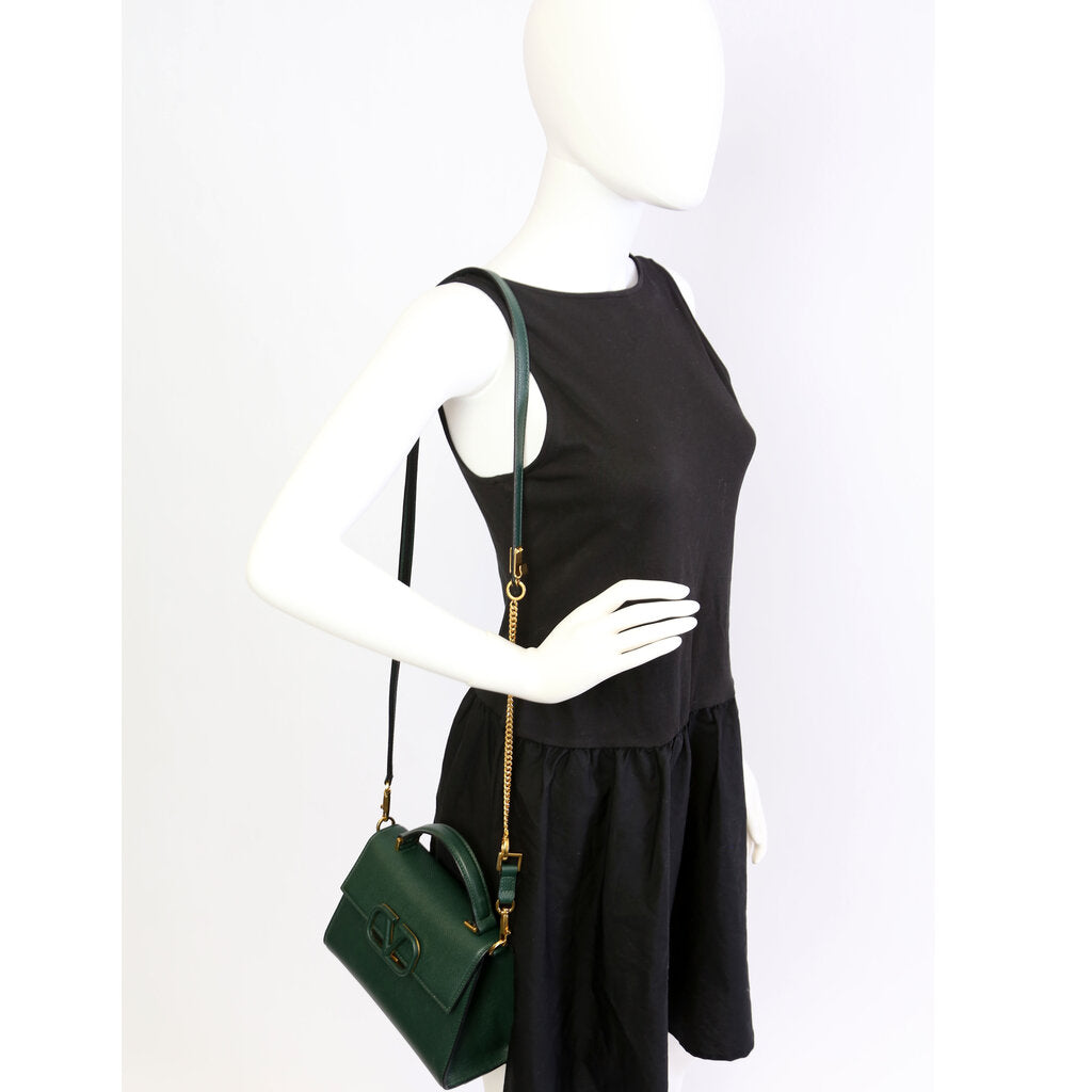 Vsling Top Handle Small Shoulder Bag Grained Leather Green