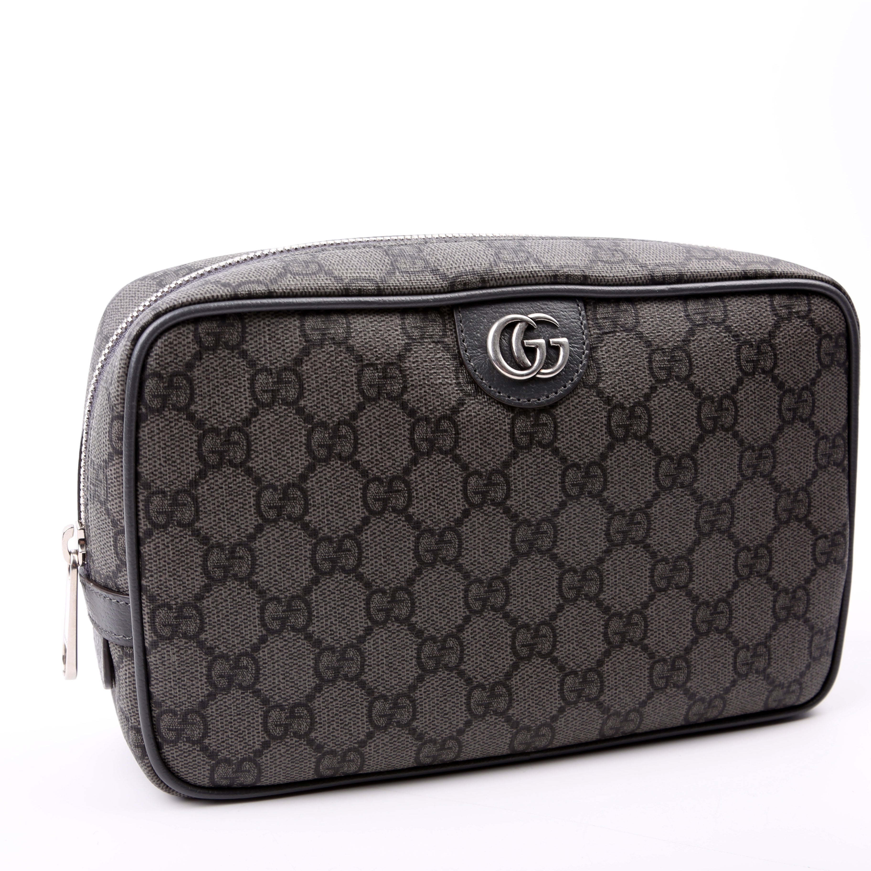 760019 Ophidia GG Supreme Small Toiletry Case Grey