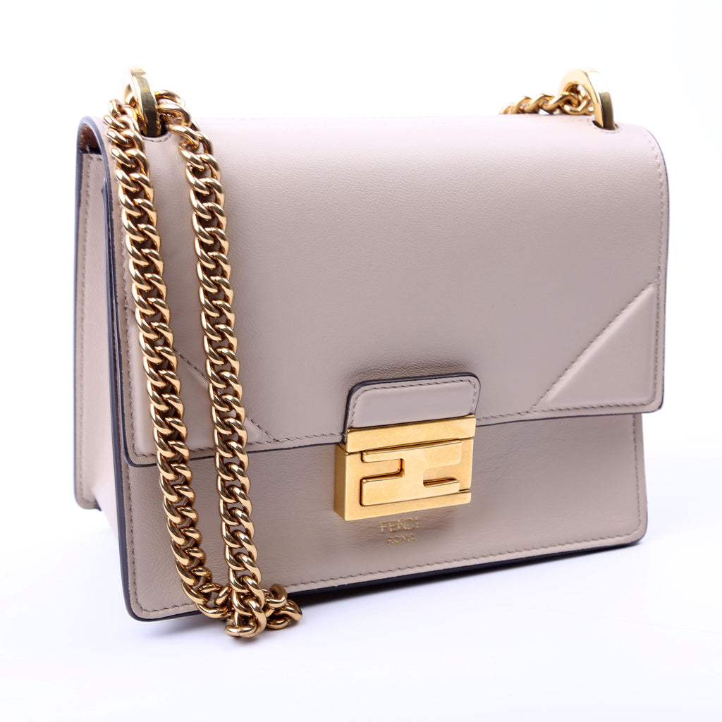 Fendi Kan U Small Shoulder Bag Matte Leather Taupe