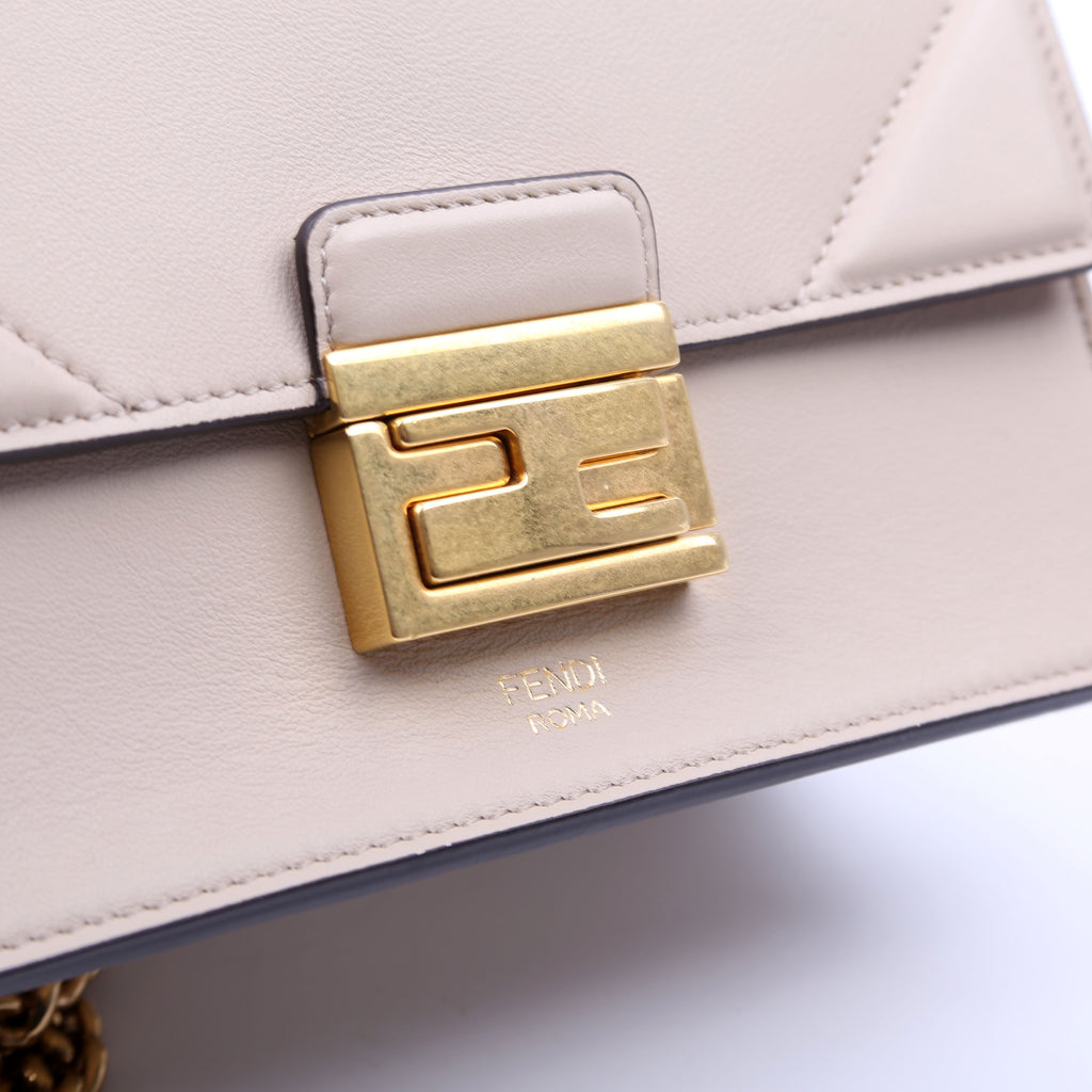 Fendi Kan U Small Shoulder Bag Matte Leather Taupe