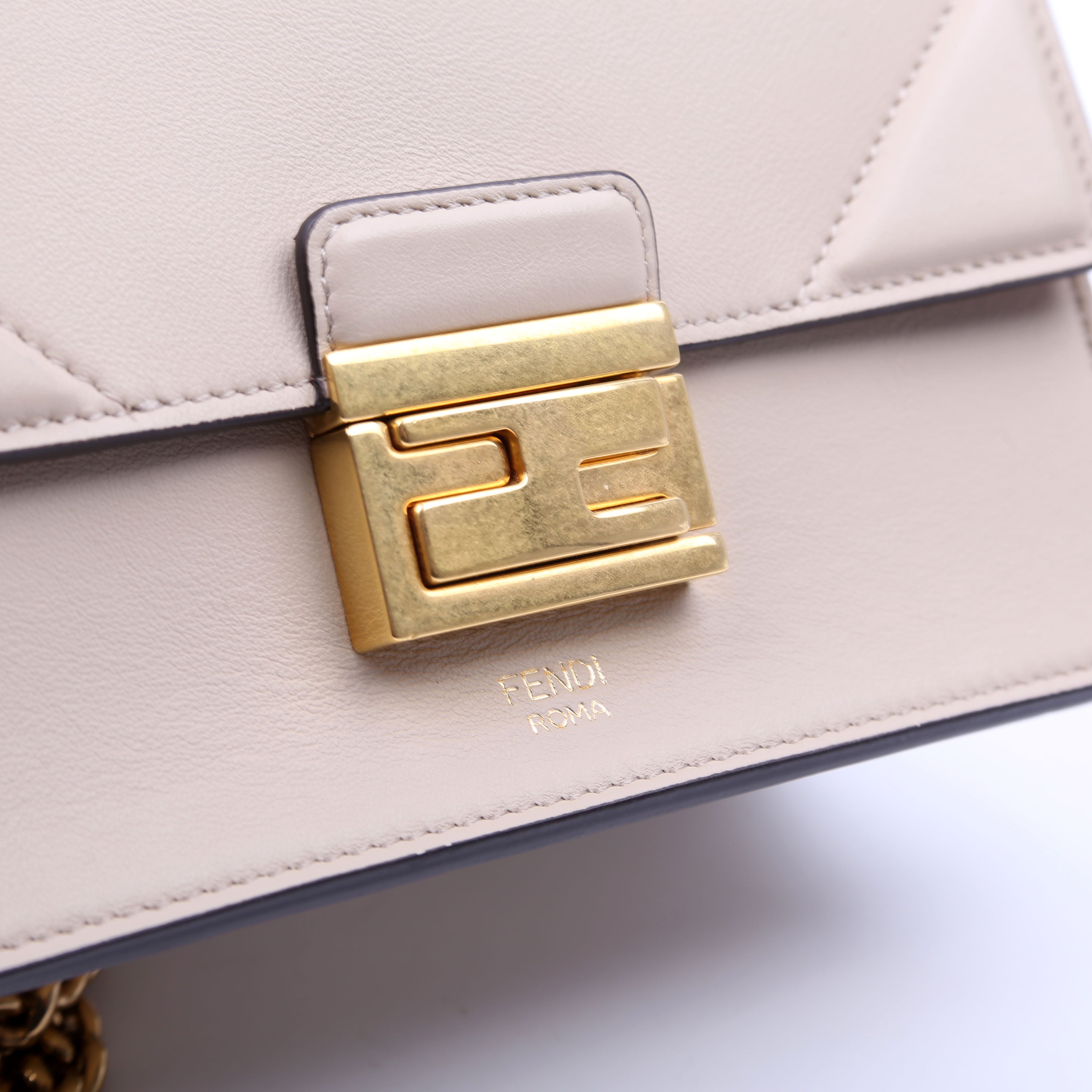 Fendi Kan U Small Shoulder Bag Matte Leather Taupe