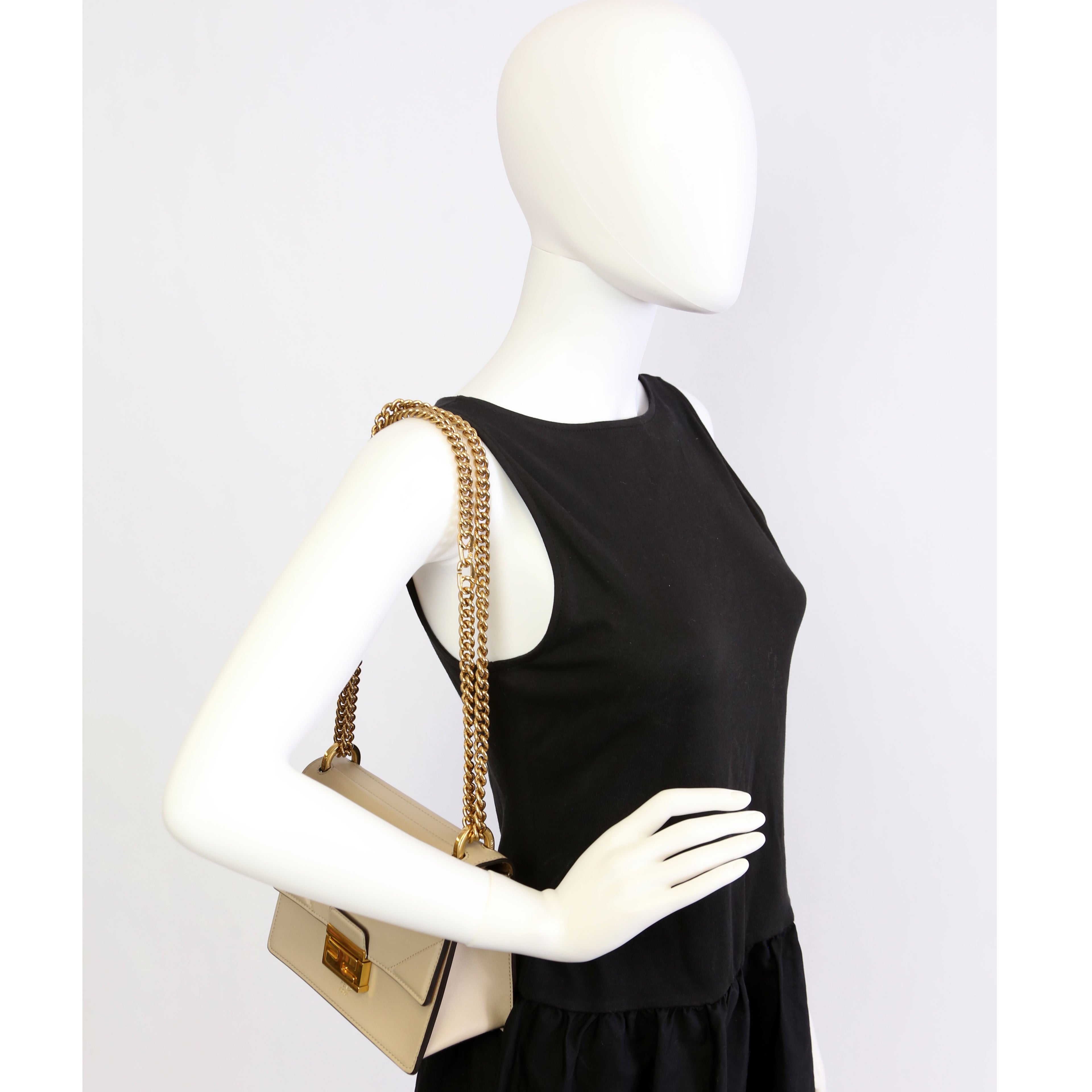 Fendi Kan U Small Shoulder Bag Matte Leather Taupe
