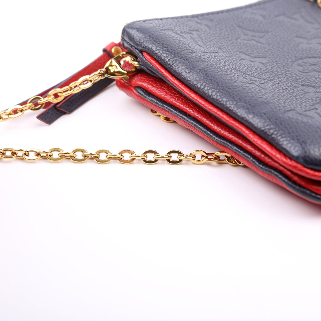 Double Zip Pochette Empreinte Red/Navy