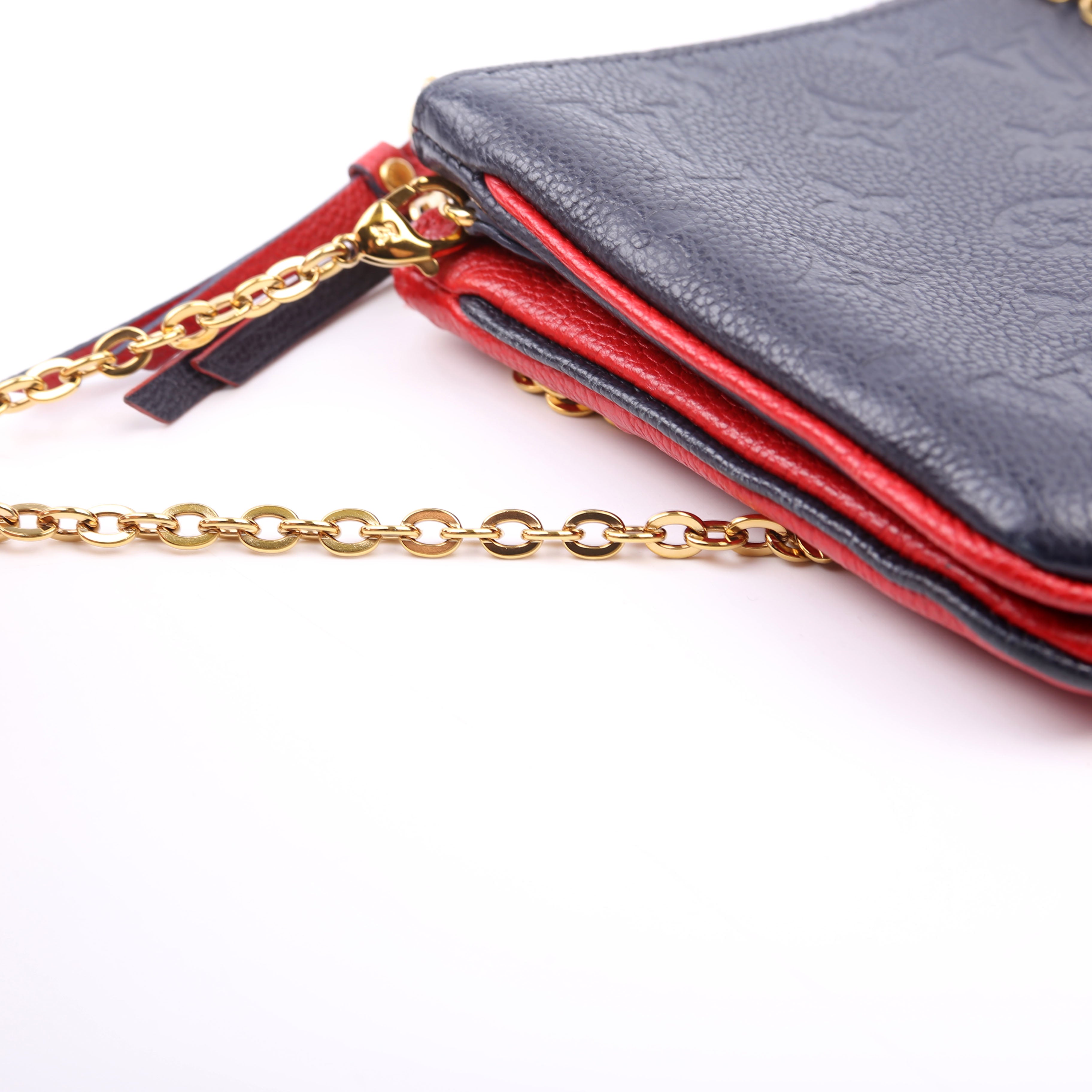 Double Zip Pochette Empreinte Red/Navy