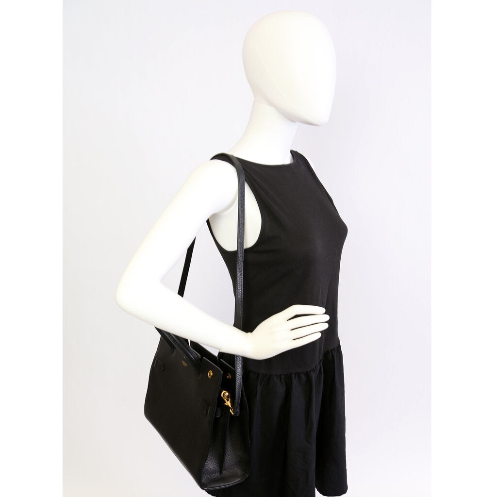Title Bag Small Grained Calfskin Black