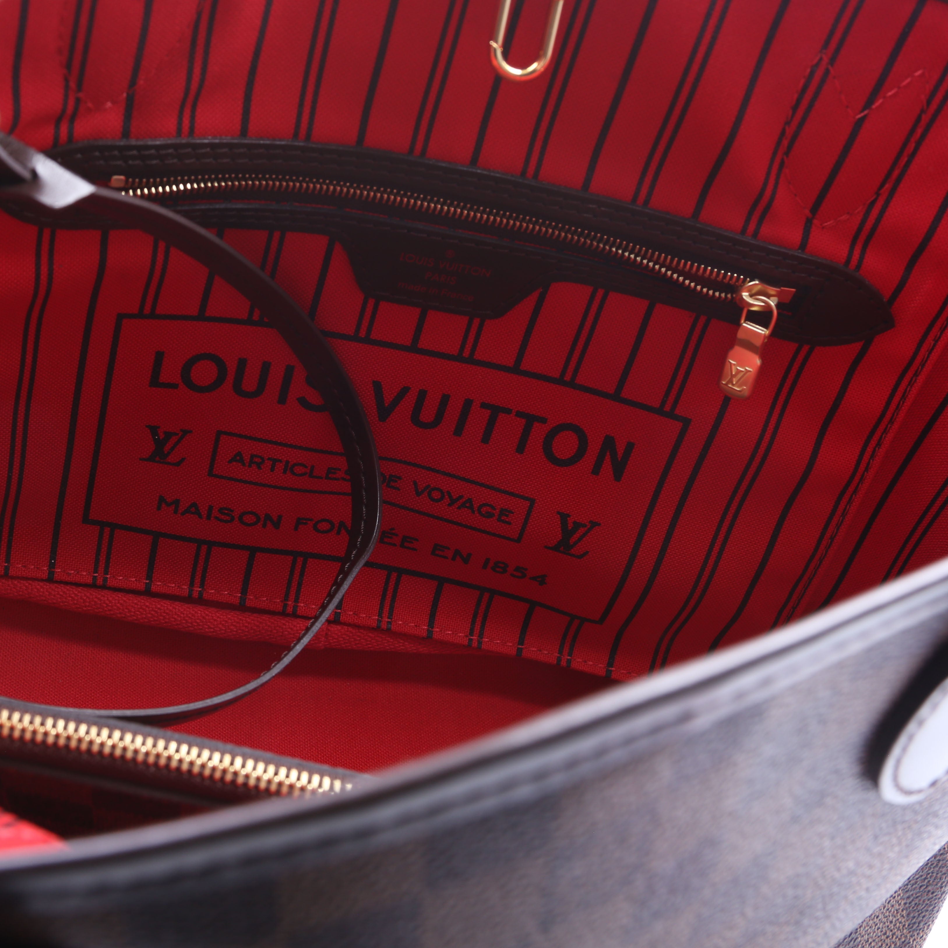 Neverfull With Wallet PM Damier Ebene Red