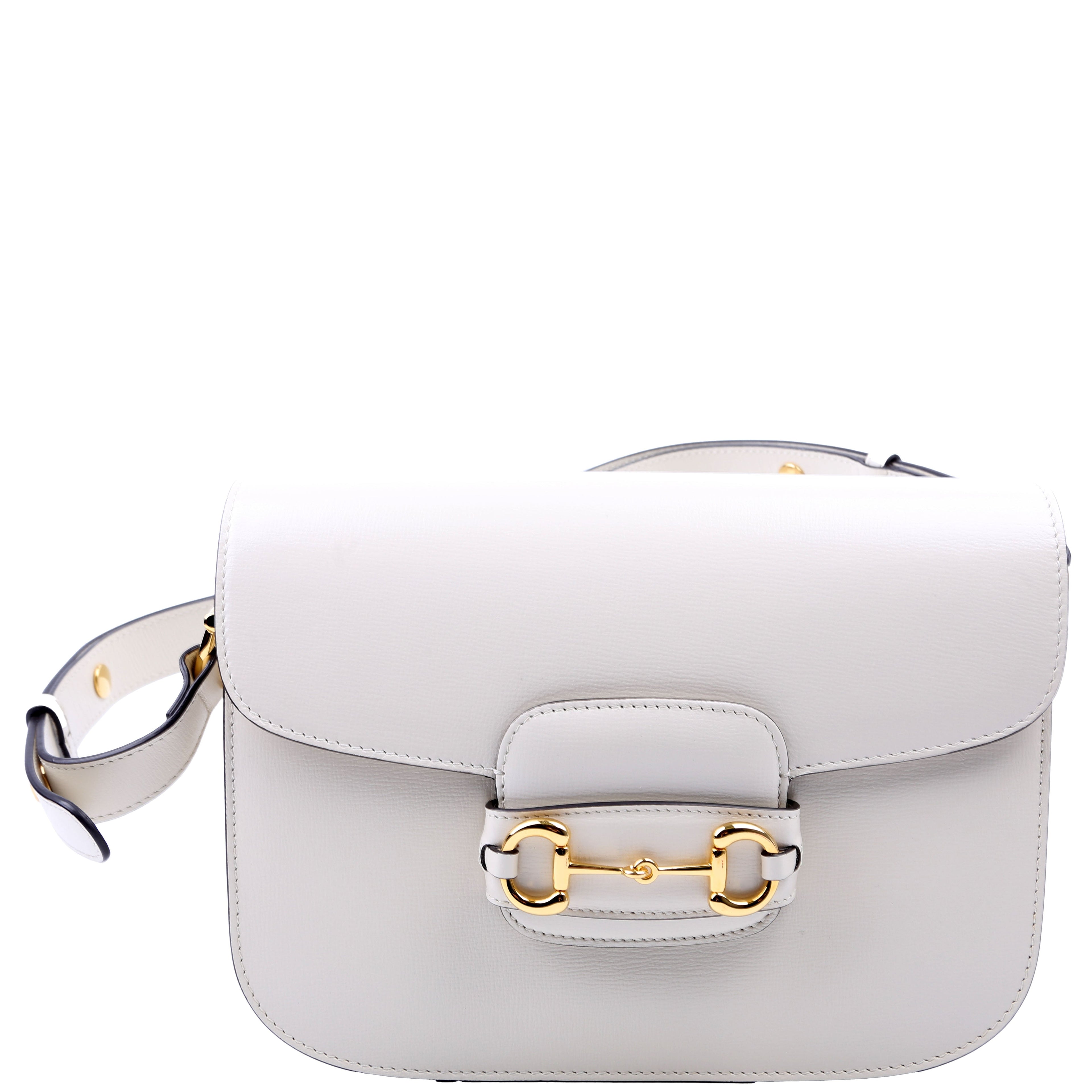 602204 Horsebit 1955 Leather Shoulder Bag White