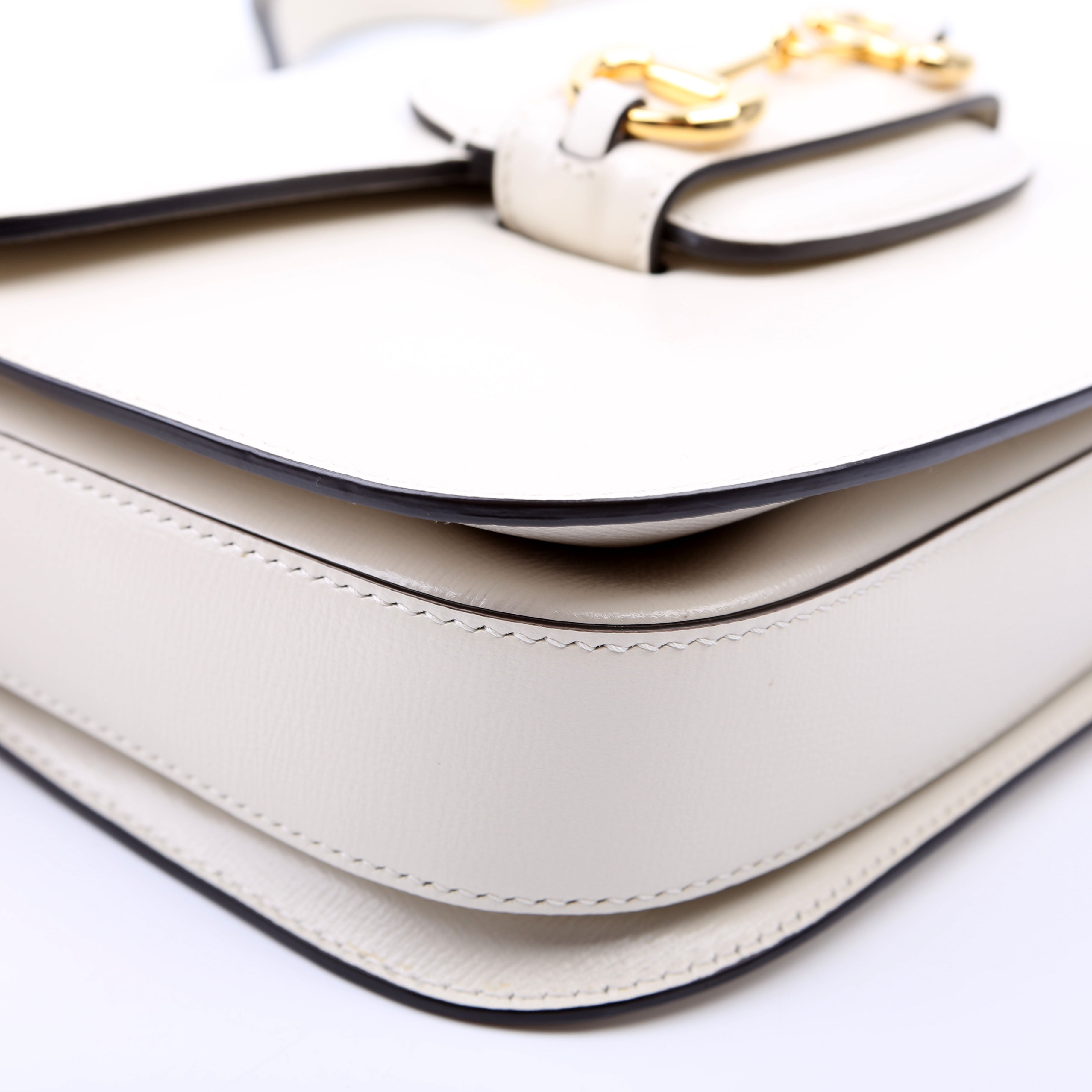602204 Horsebit 1955 Leather Shoulder Bag White
