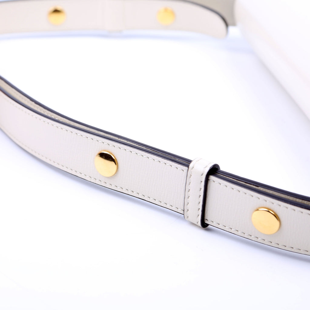 602204 Horsebit 1955 Leather Shoulder Bag White