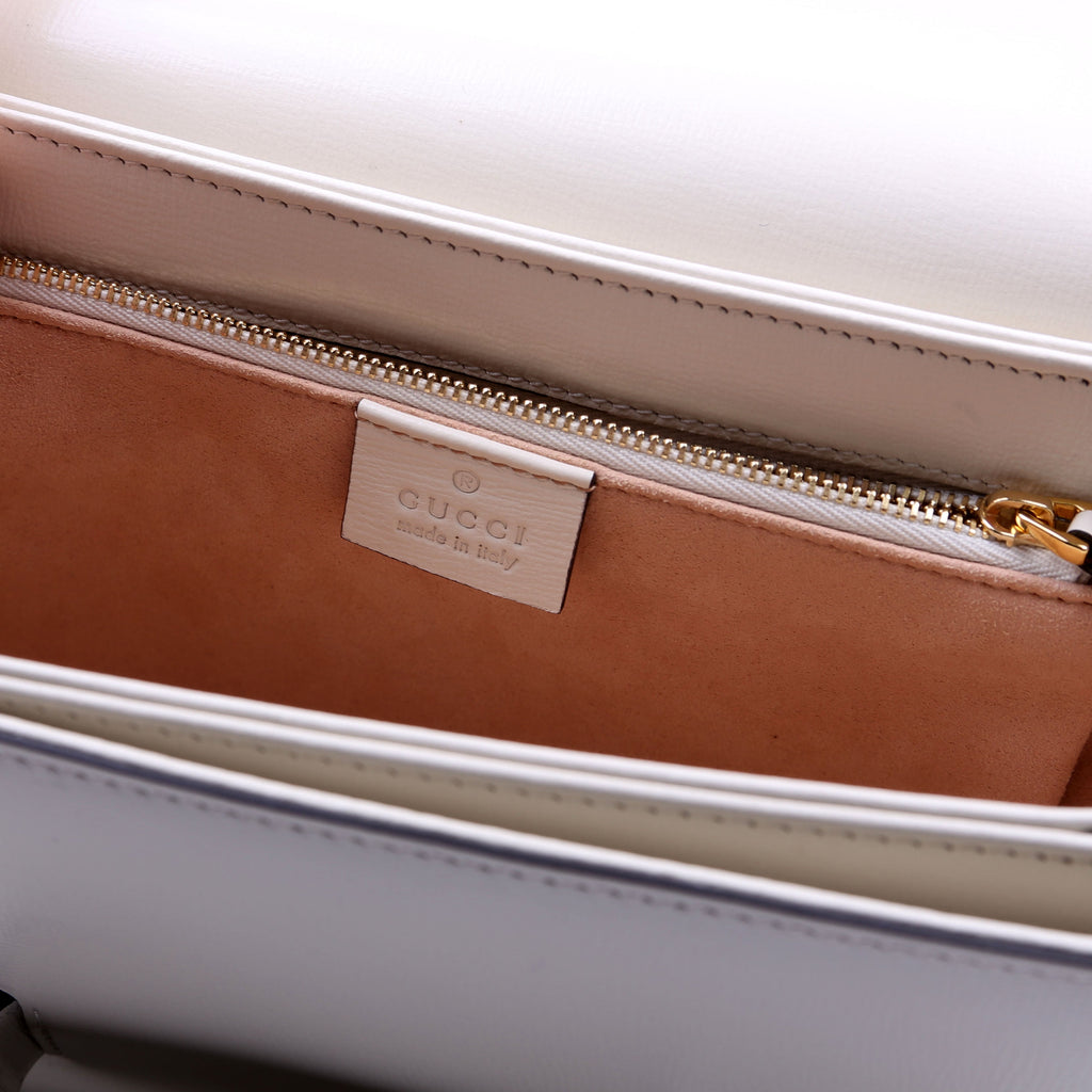 602204 Horsebit 1955 Leather Shoulder Bag White