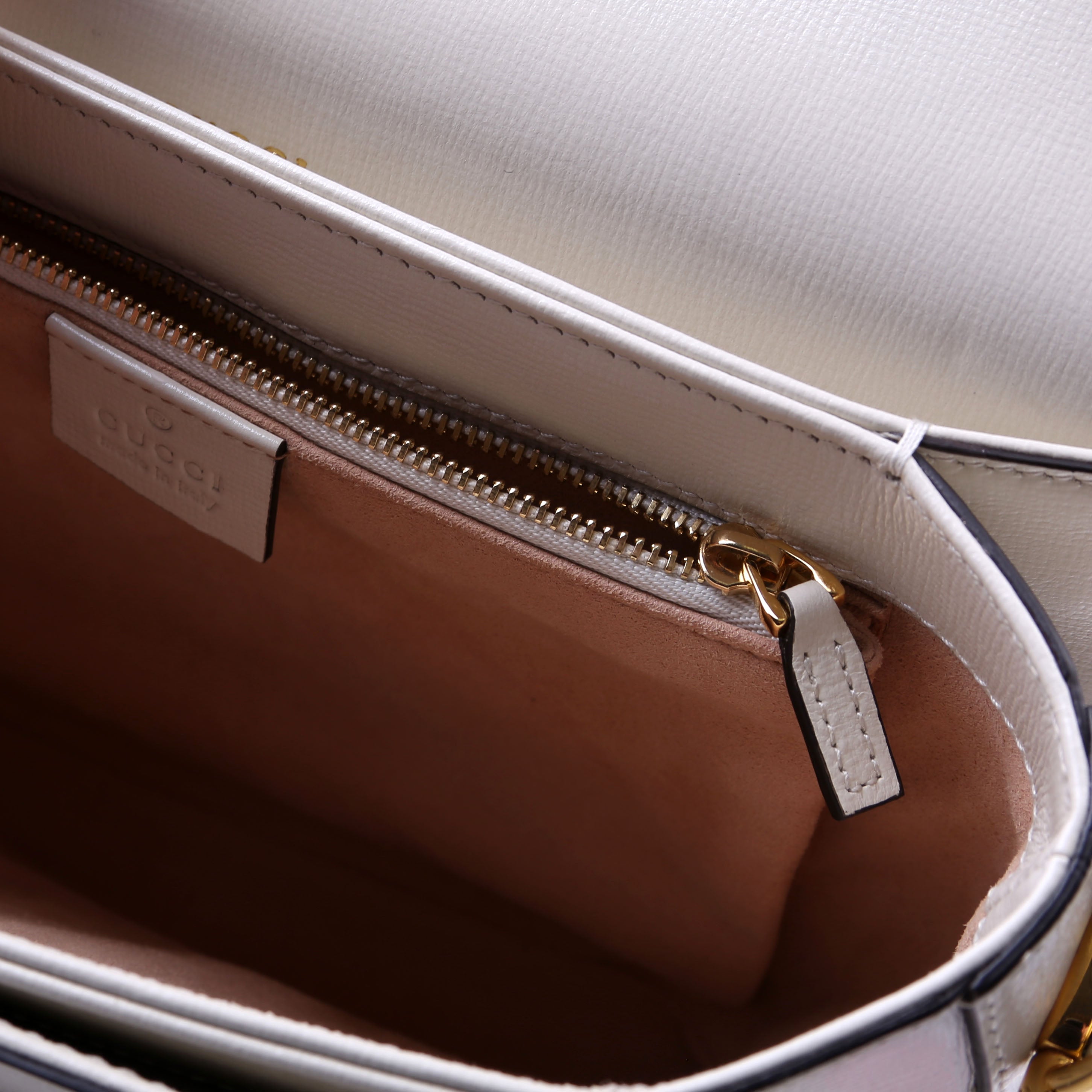 602204 Horsebit 1955 Leather Shoulder Bag White