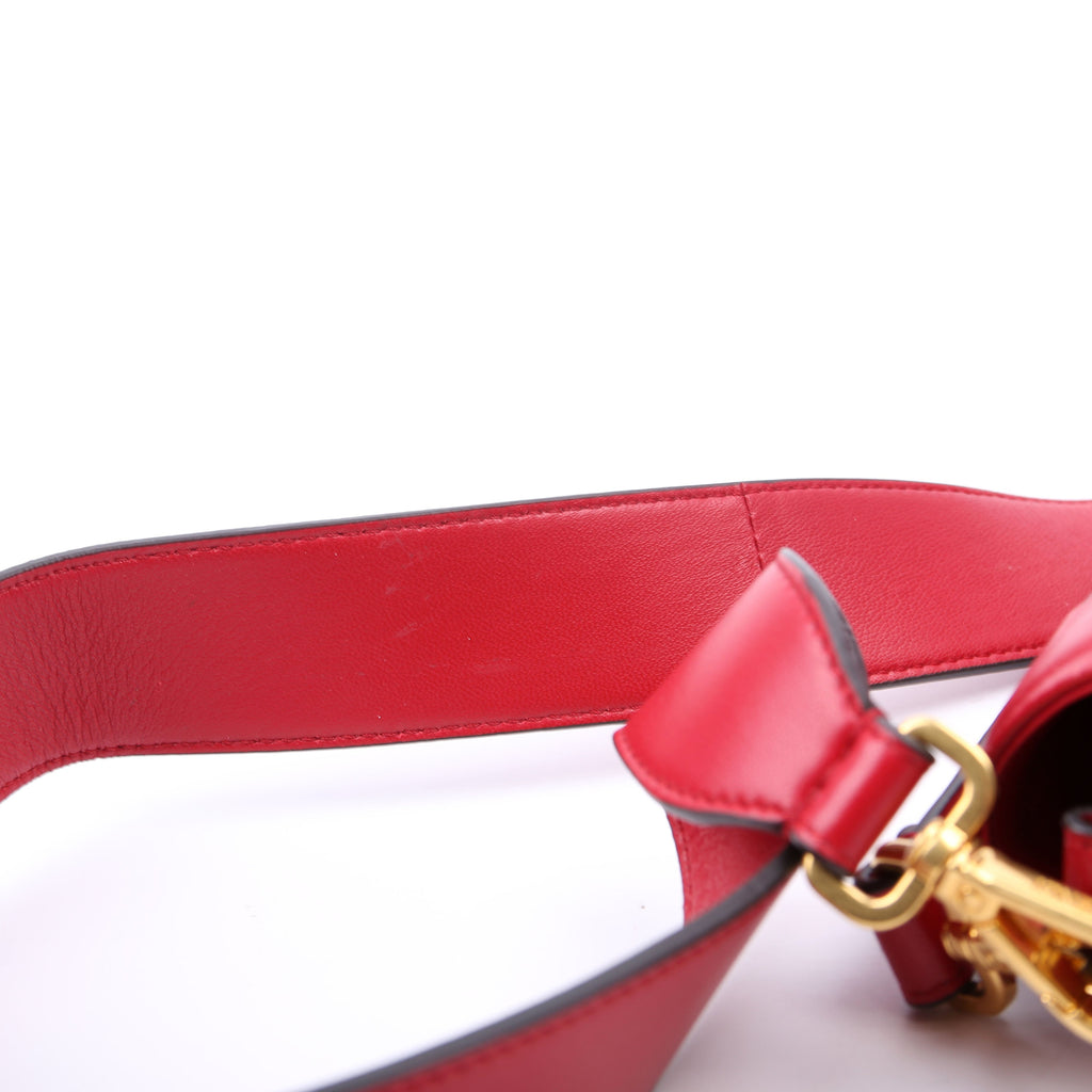 Fendi Baguette FF Embossed Nappa Red