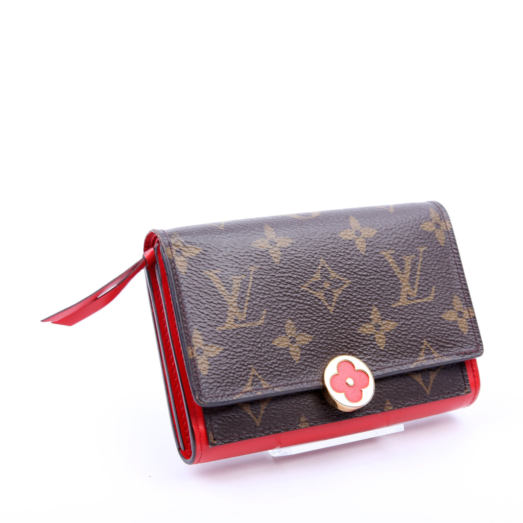 Flore Compact Wallet Monogram Red