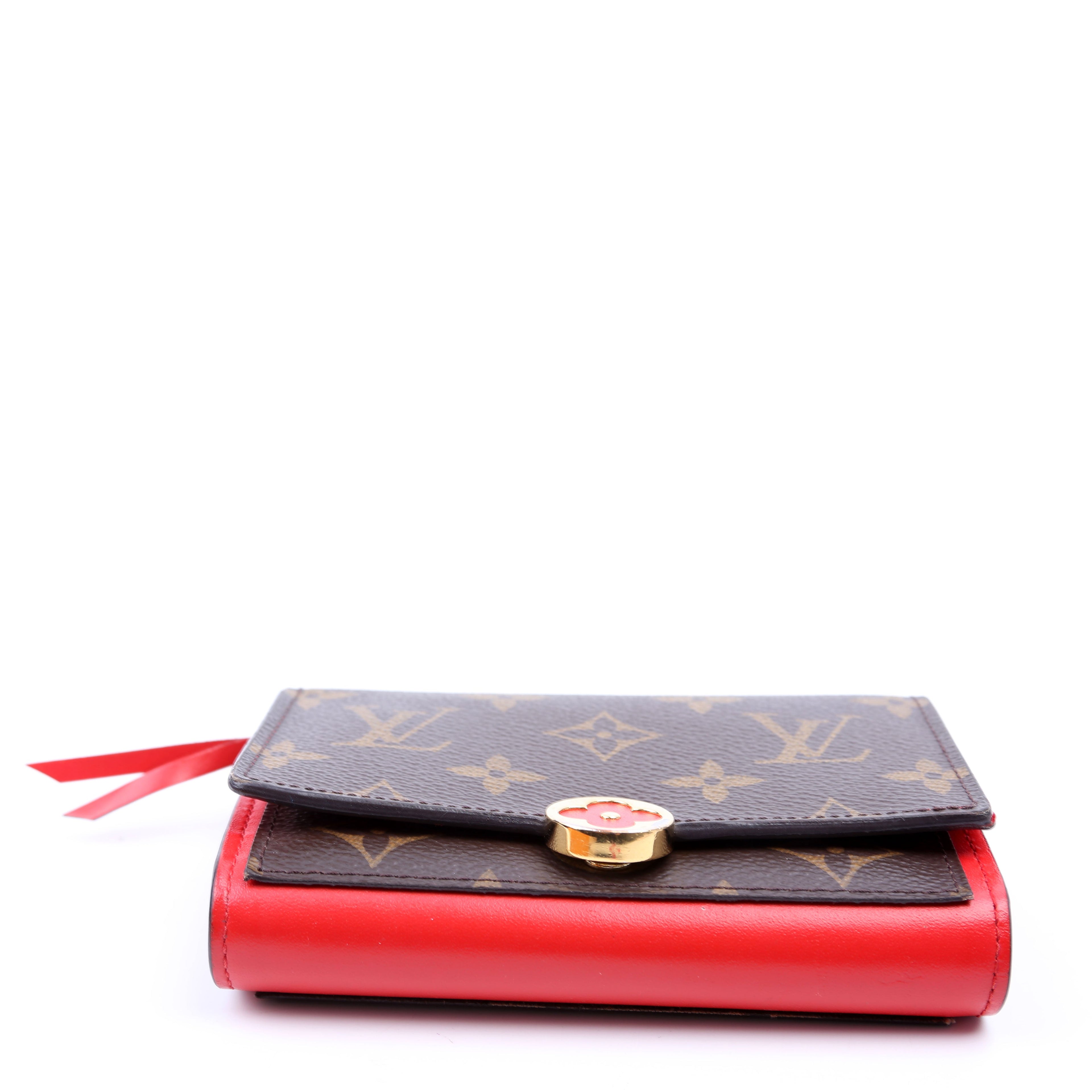 Flore Compact Wallet Monogram Red