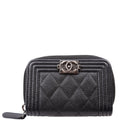 Boy Zip Around Coin Purse Quilted Caviar 23M Black