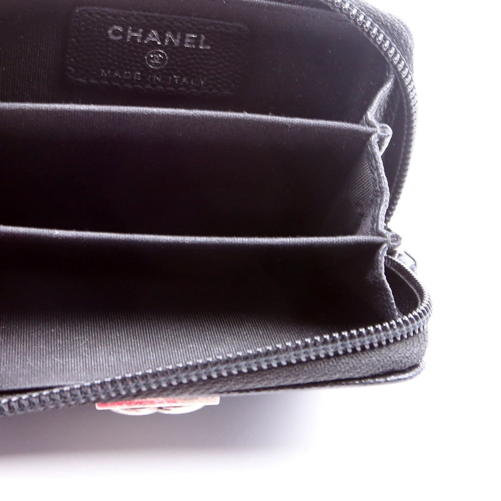 Boy Zip Around Coin Purse Quilted Caviar 23M Black