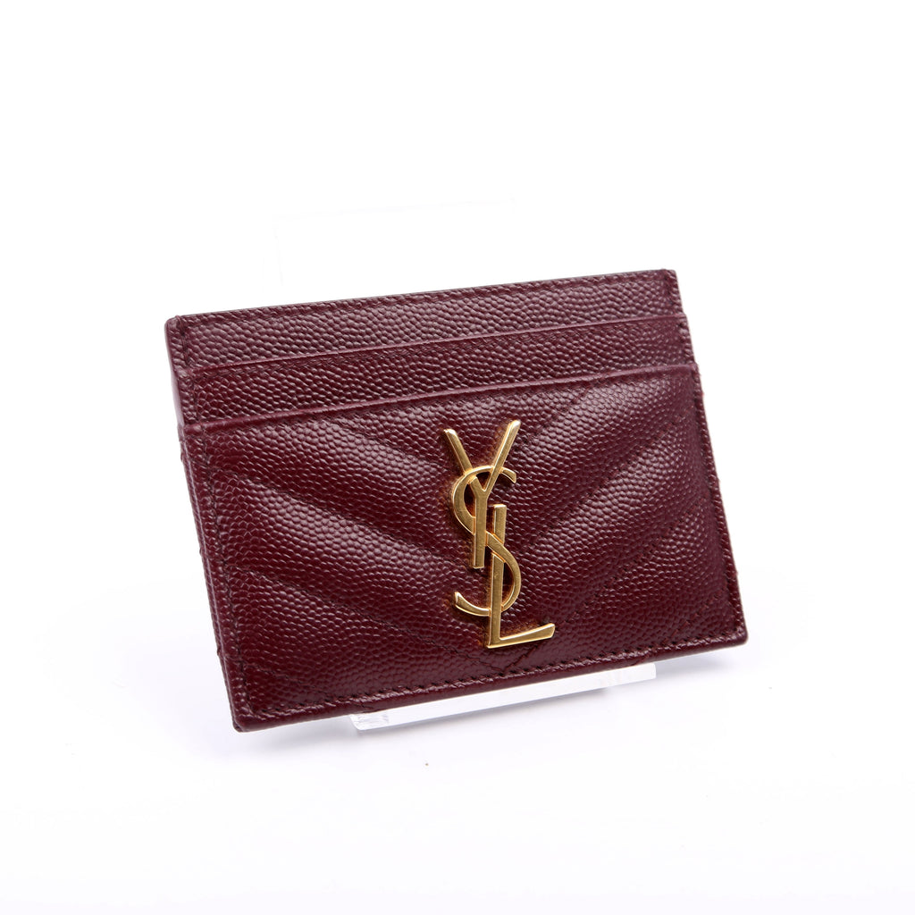 Grain De Poudre Card Holder 423291 Burgundy/Gold