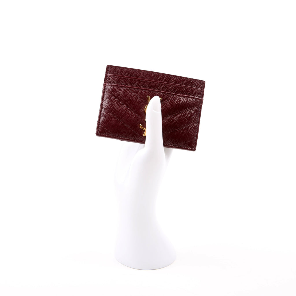 Grain De Poudre Card Holder 423291 Burgundy/Gold