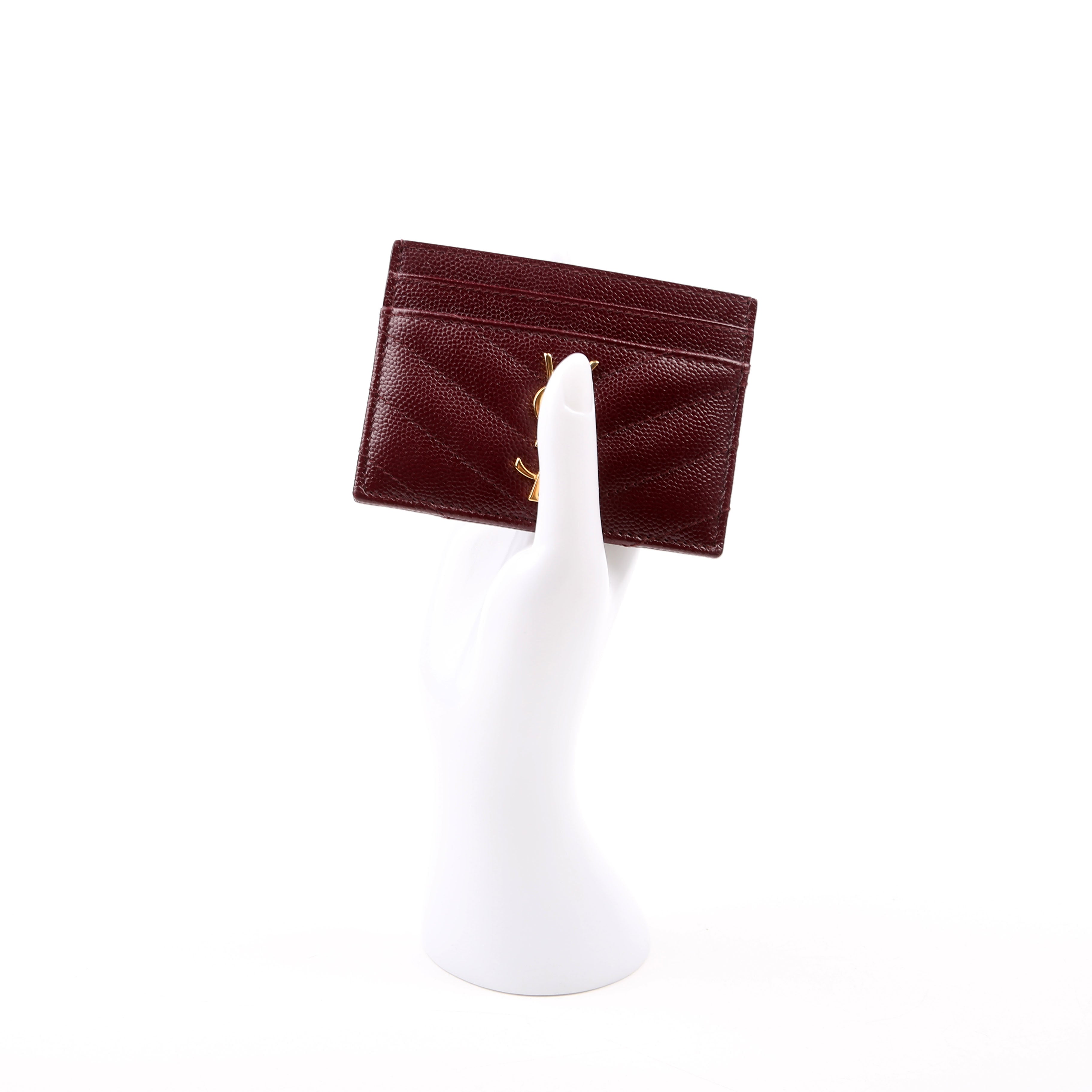Grain De Poudre Card Holder 423291 Burgundy/Gold