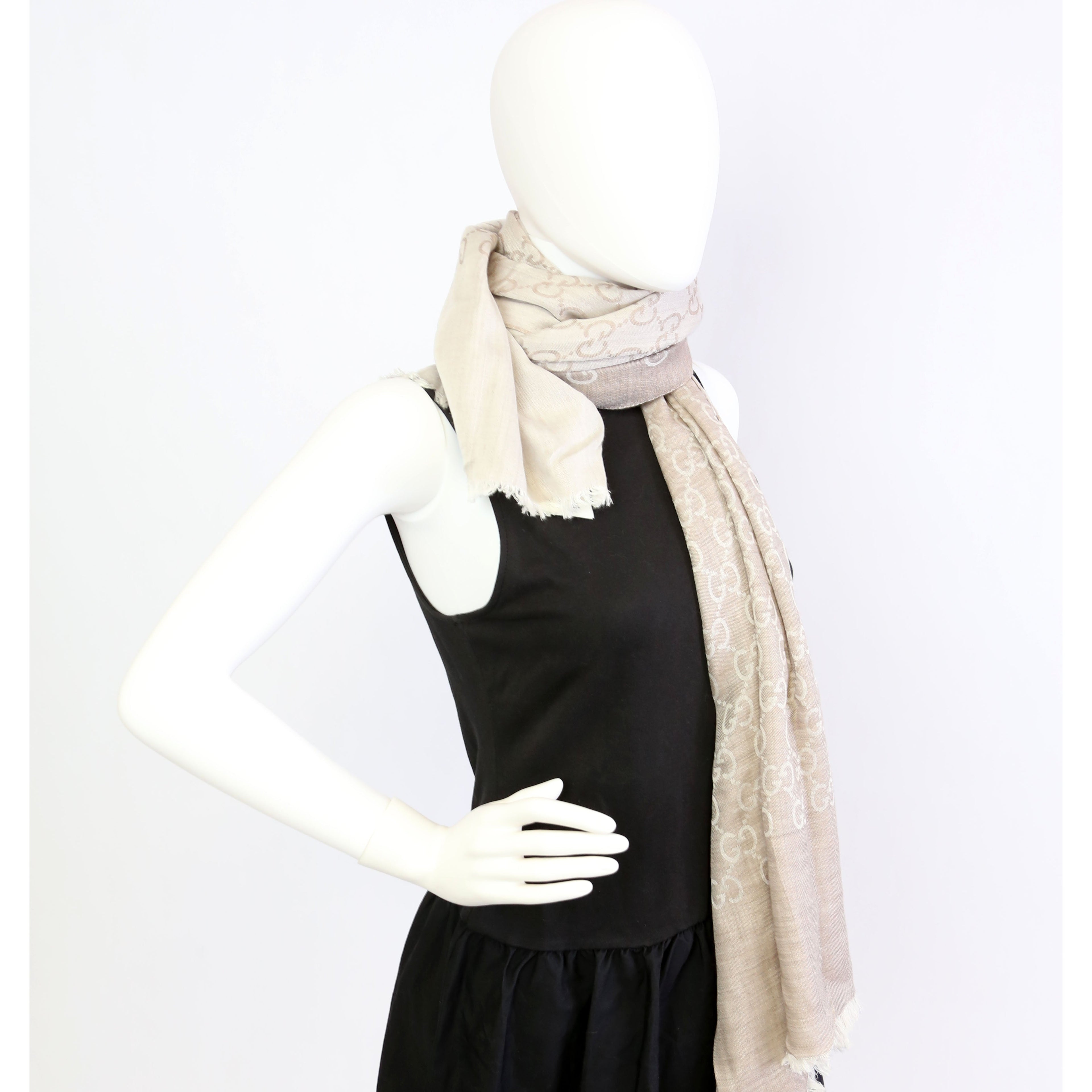 165903 GG Fabric Scarf Tan
