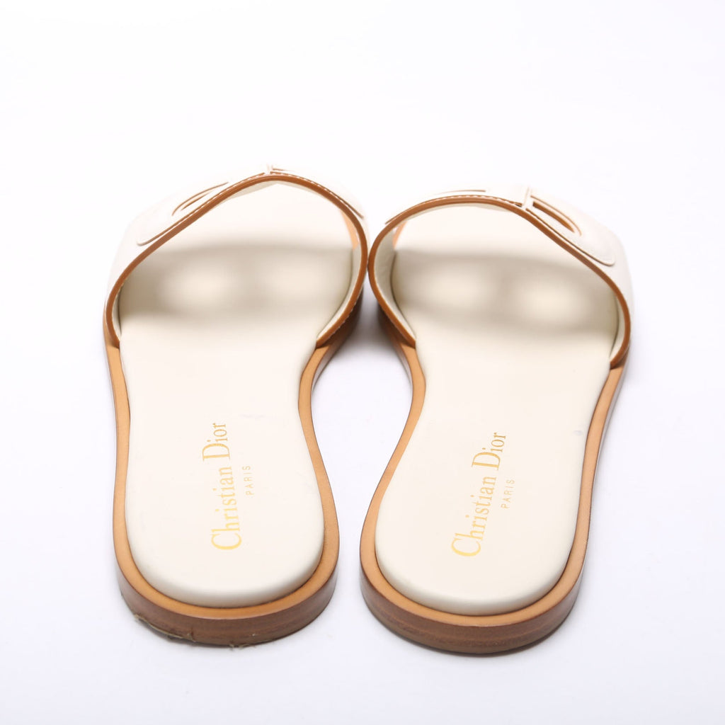 D-Club Slide Leather Sandals Size 37.5 White