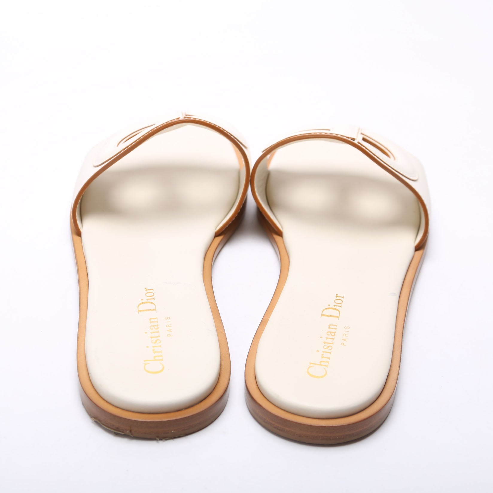 D-Club Slide Leather Sandals Size 37.5 White