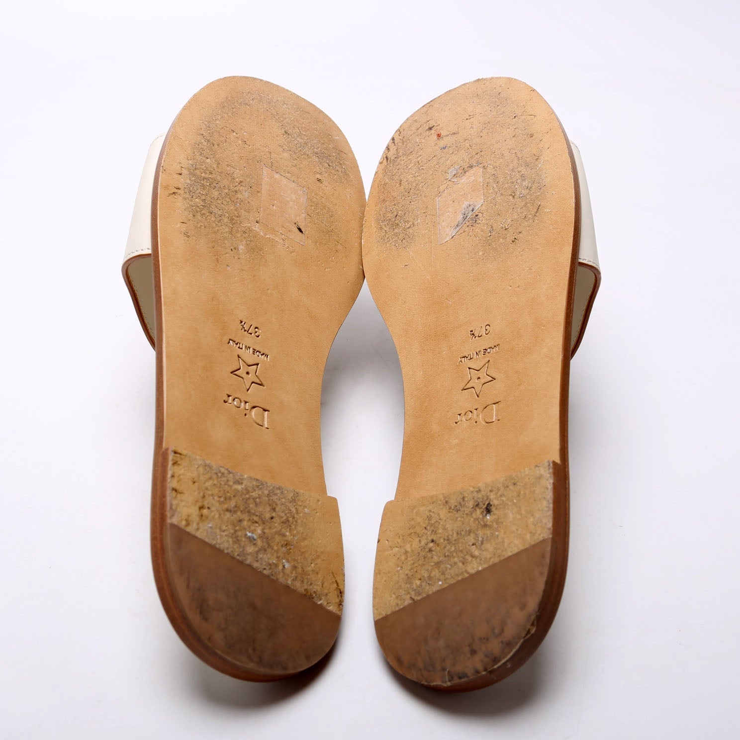 D-Club Slide Leather Sandals Size 37.5 White