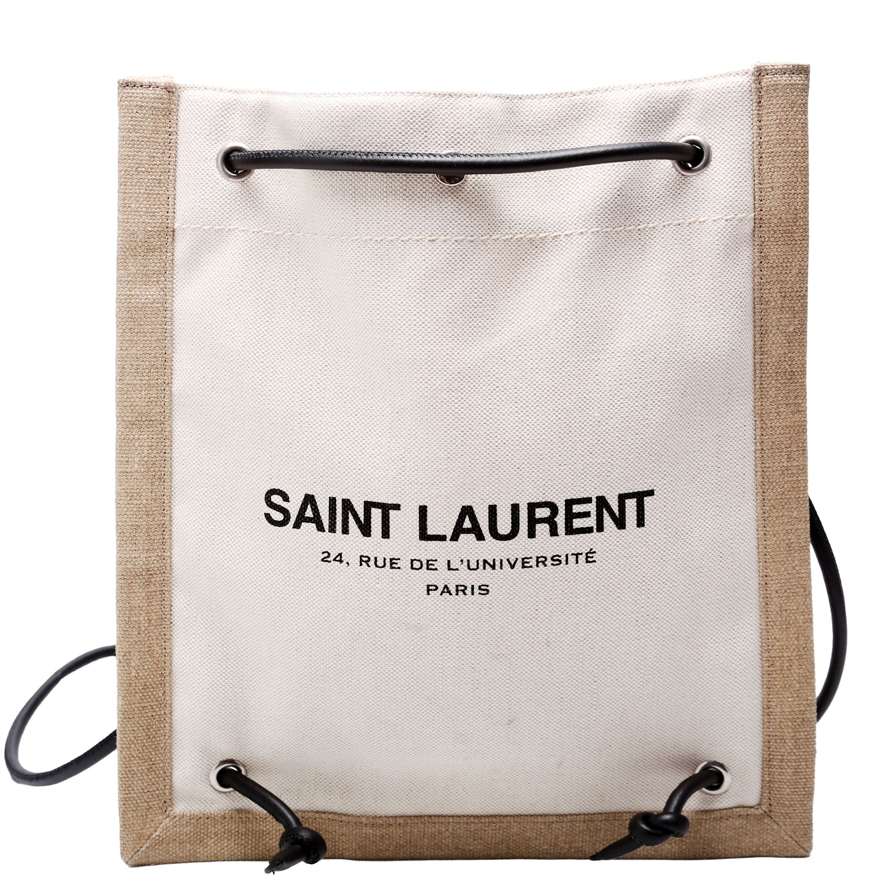 SAINT LAURENT Rive Gauche Backpack Linen/Calfskin