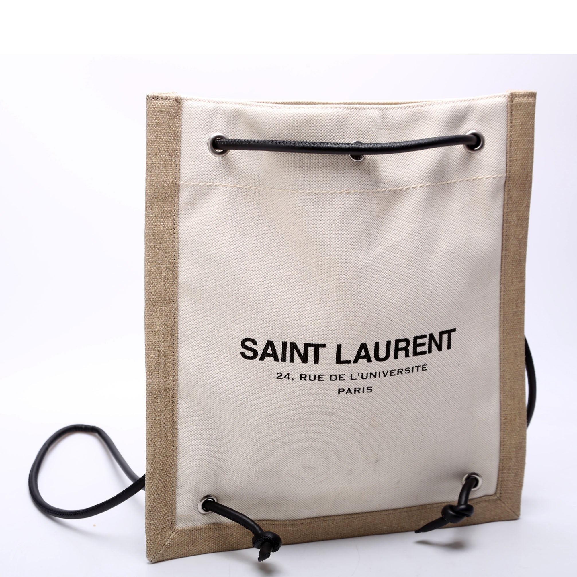 SAINT LAURENT Rive Gauche Backpack Linen/Calfskin