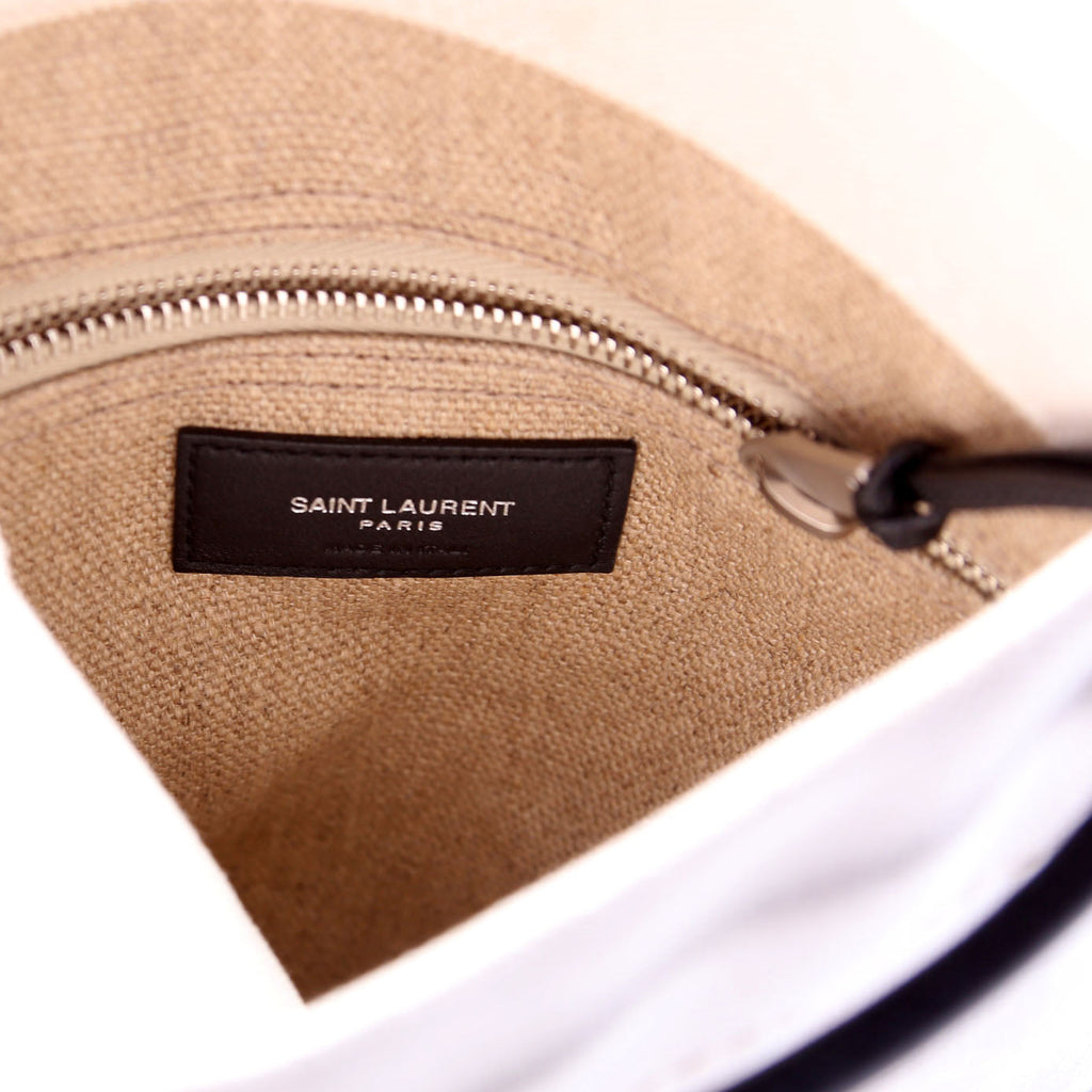 SAINT LAURENT Rive Gauche Backpack Linen/Calfskin