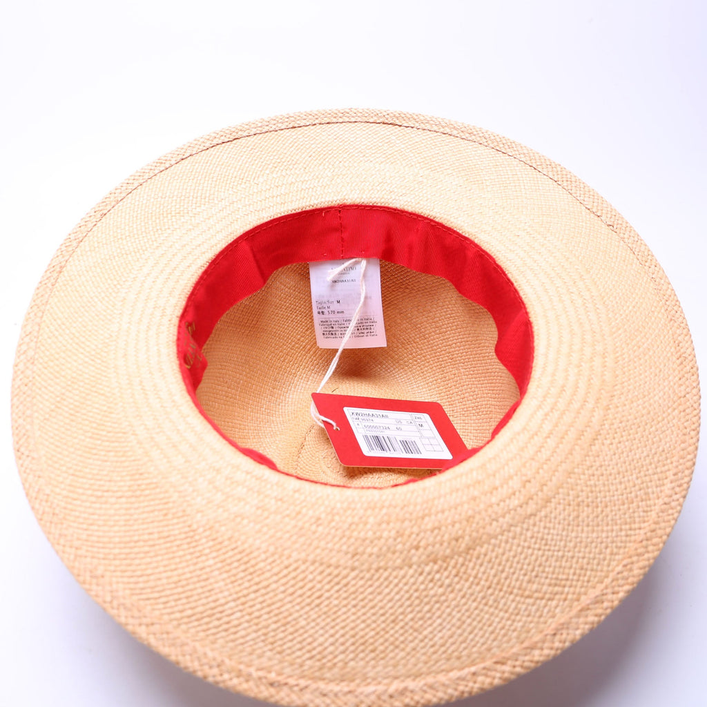 Roman Stud V-Print Straw Fedora Size Medium 57CM