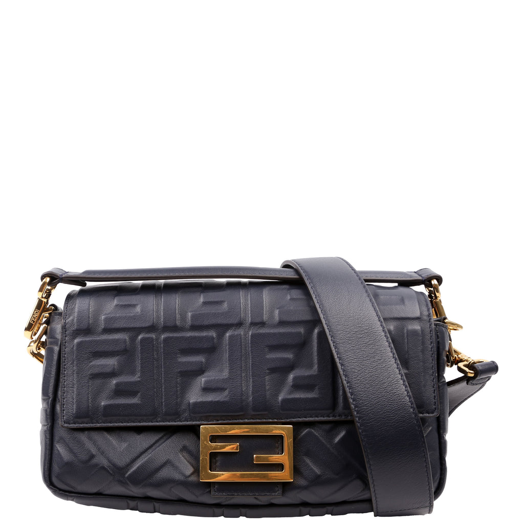 Fendi 8BR600 Baguette FF Embossed Nappa Blue
