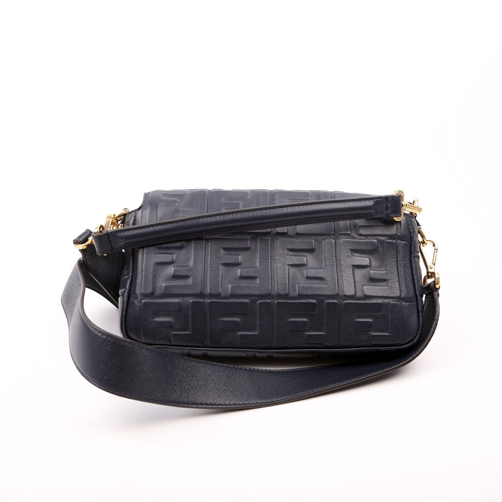 Fendi 8BR600 Baguette FF Embossed Nappa Blue