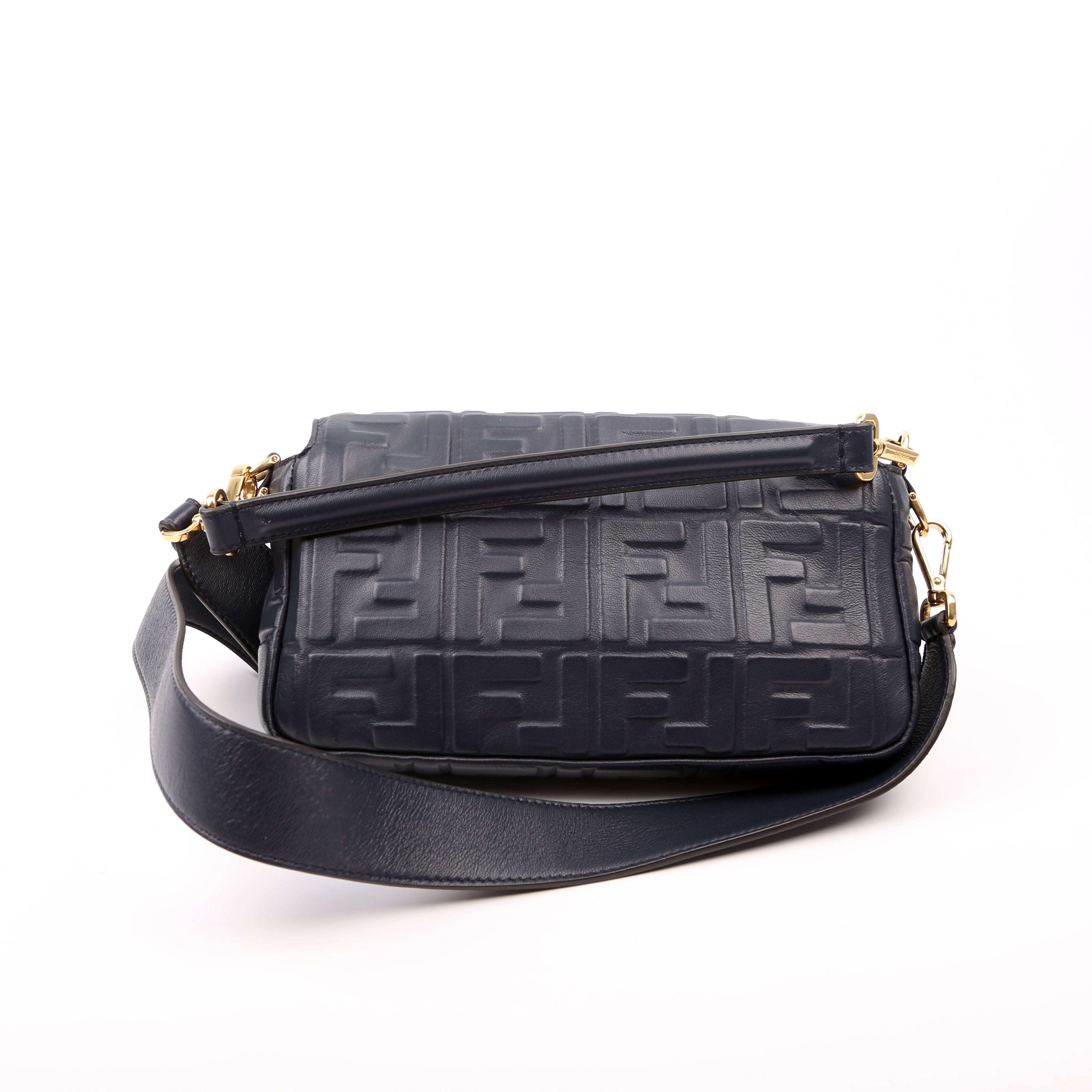 Fendi 8BR600 Baguette FF Embossed Nappa Blue