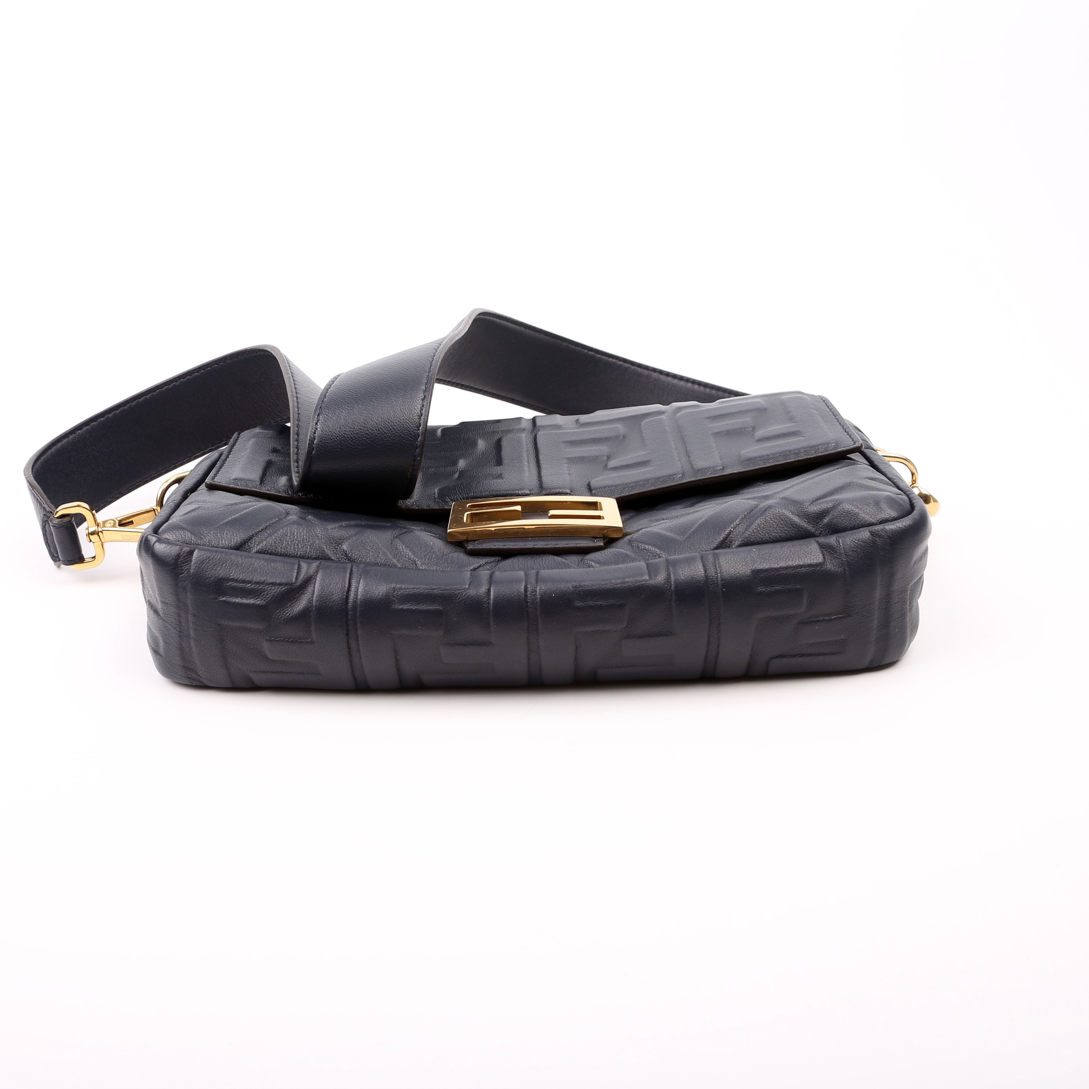 Fendi 8BR600 Baguette FF Embossed Nappa Blue