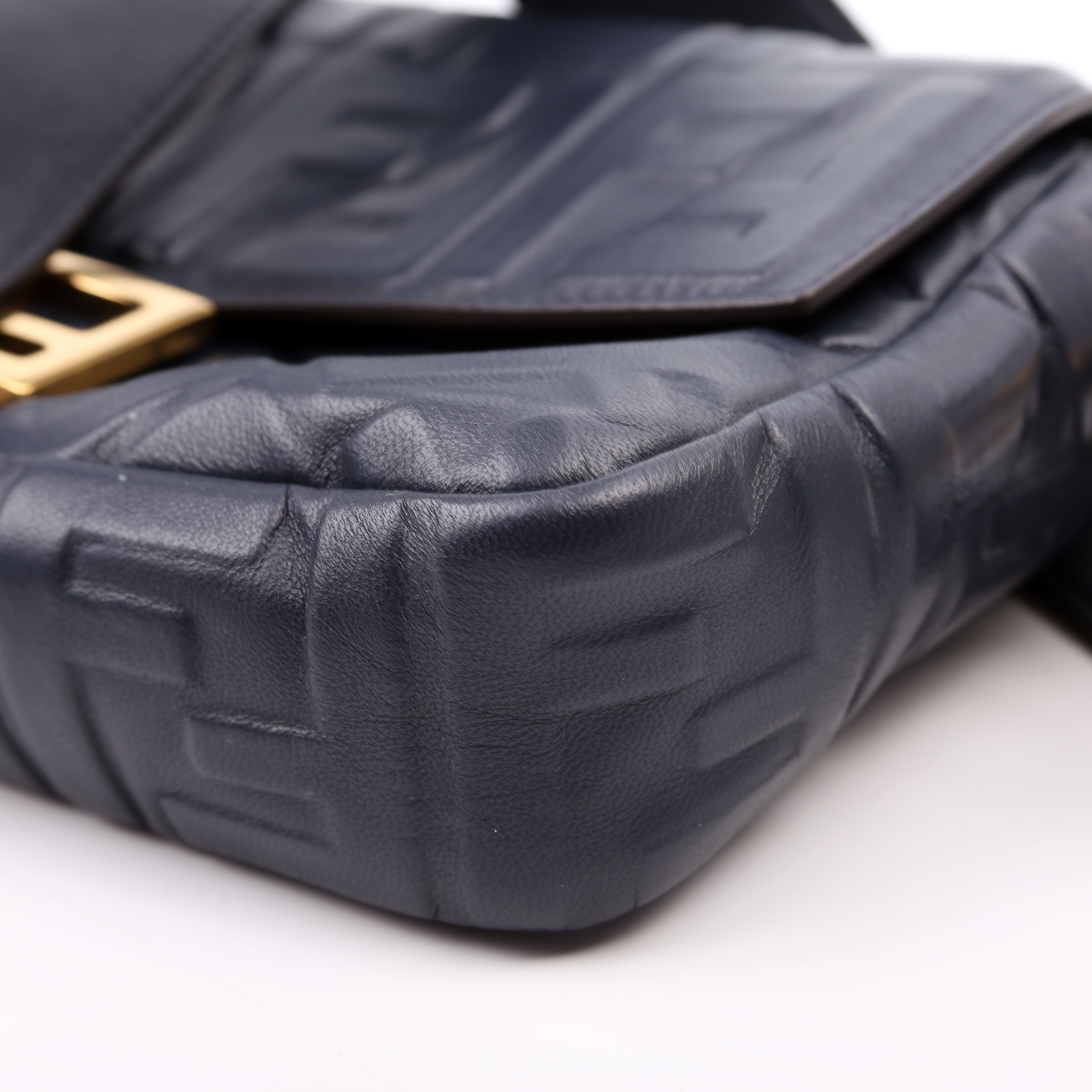 Fendi 8BR600 Baguette FF Embossed Nappa Blue
