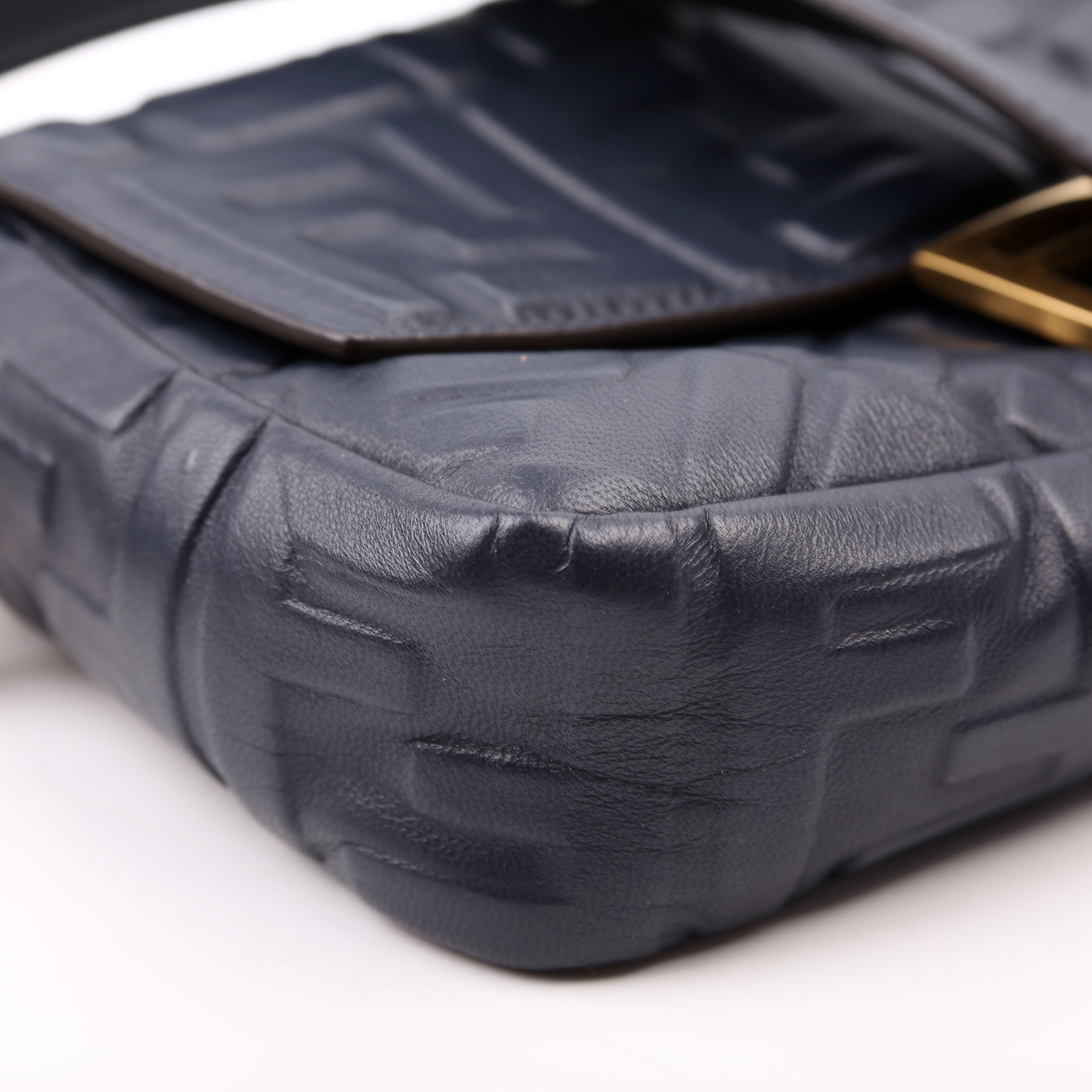 Fendi 8BR600 Baguette FF Embossed Nappa Blue
