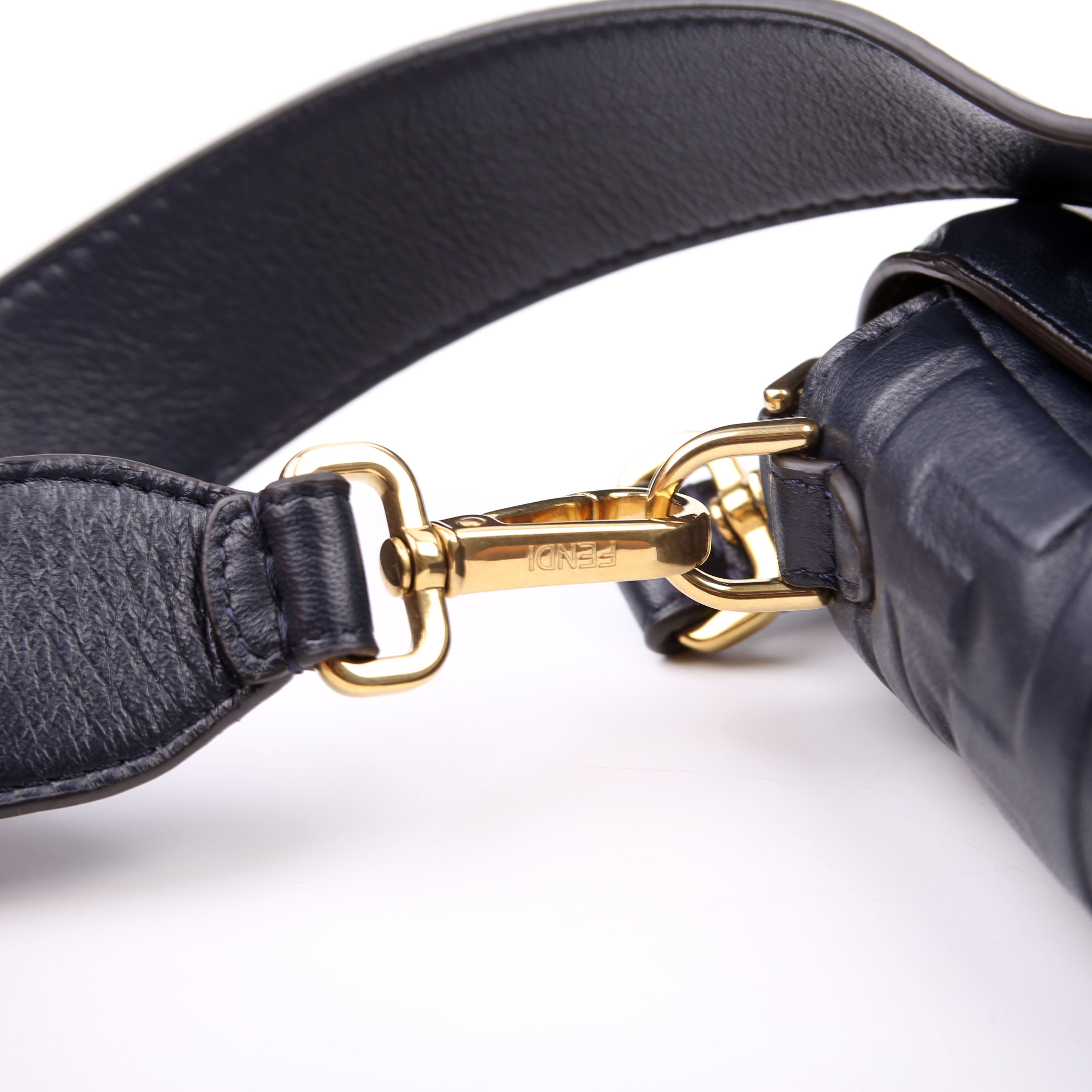 Fendi 8BR600 Baguette FF Embossed Nappa Blue