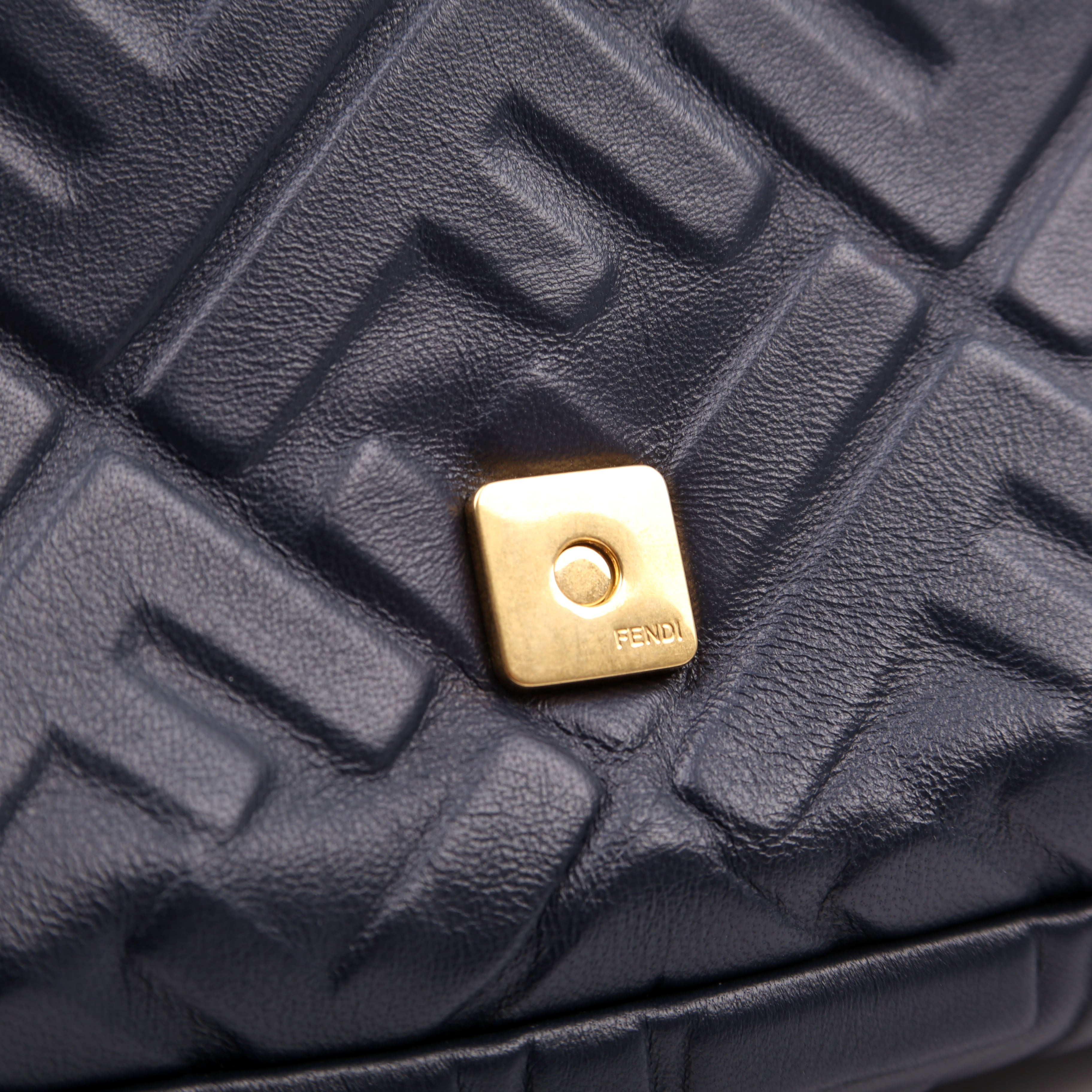 Fendi 8BR600 Baguette FF Embossed Nappa Blue