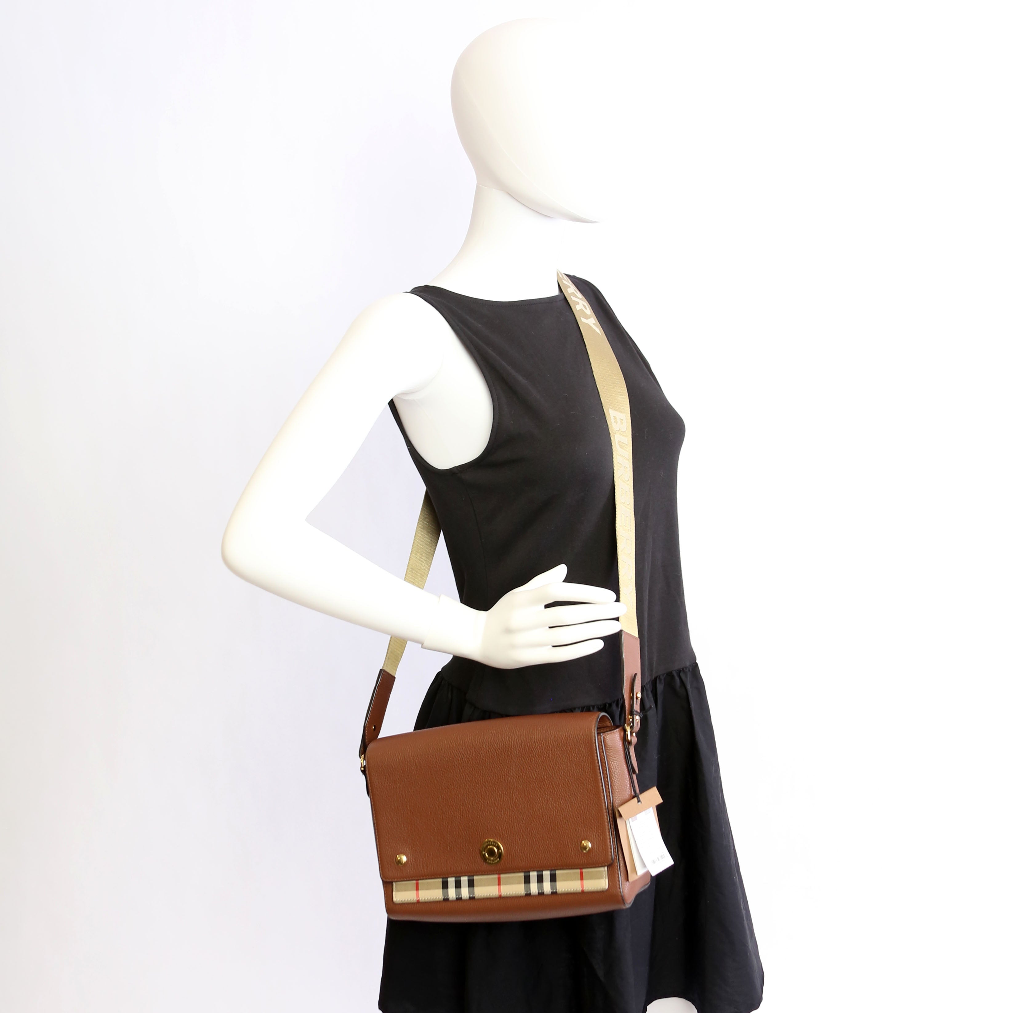 Note Crossbody Vintage Check Medium Brown