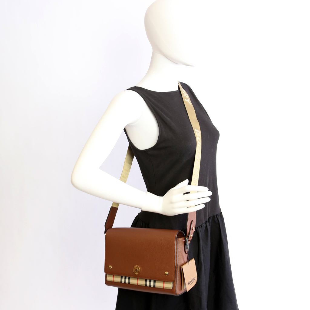 Note Crossbody Vintage Check Medium Brown