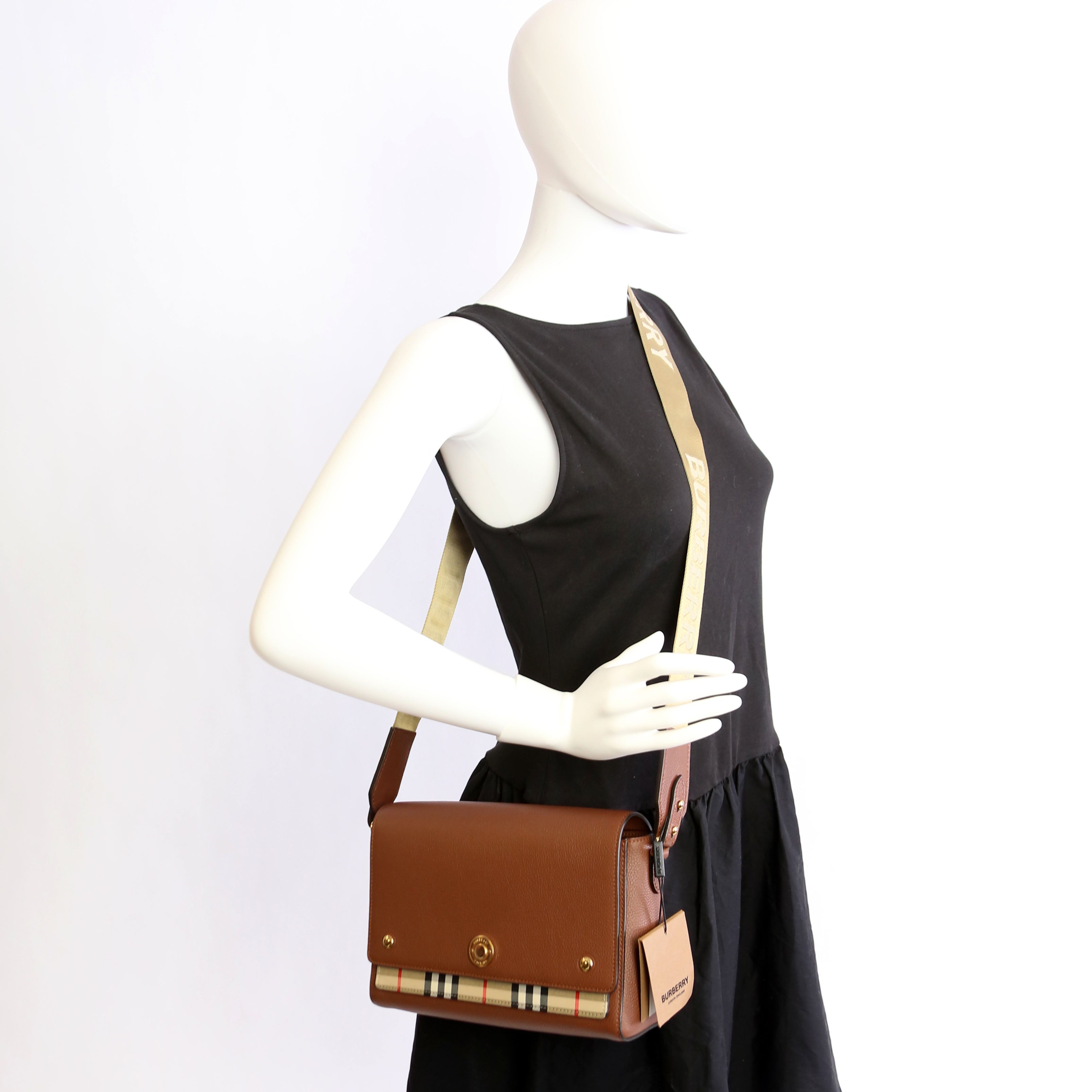 Note Crossbody Vintage Check Medium Brown