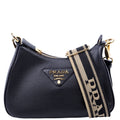 1BH193 Vitello Daino Soft Leather Crossbody Black