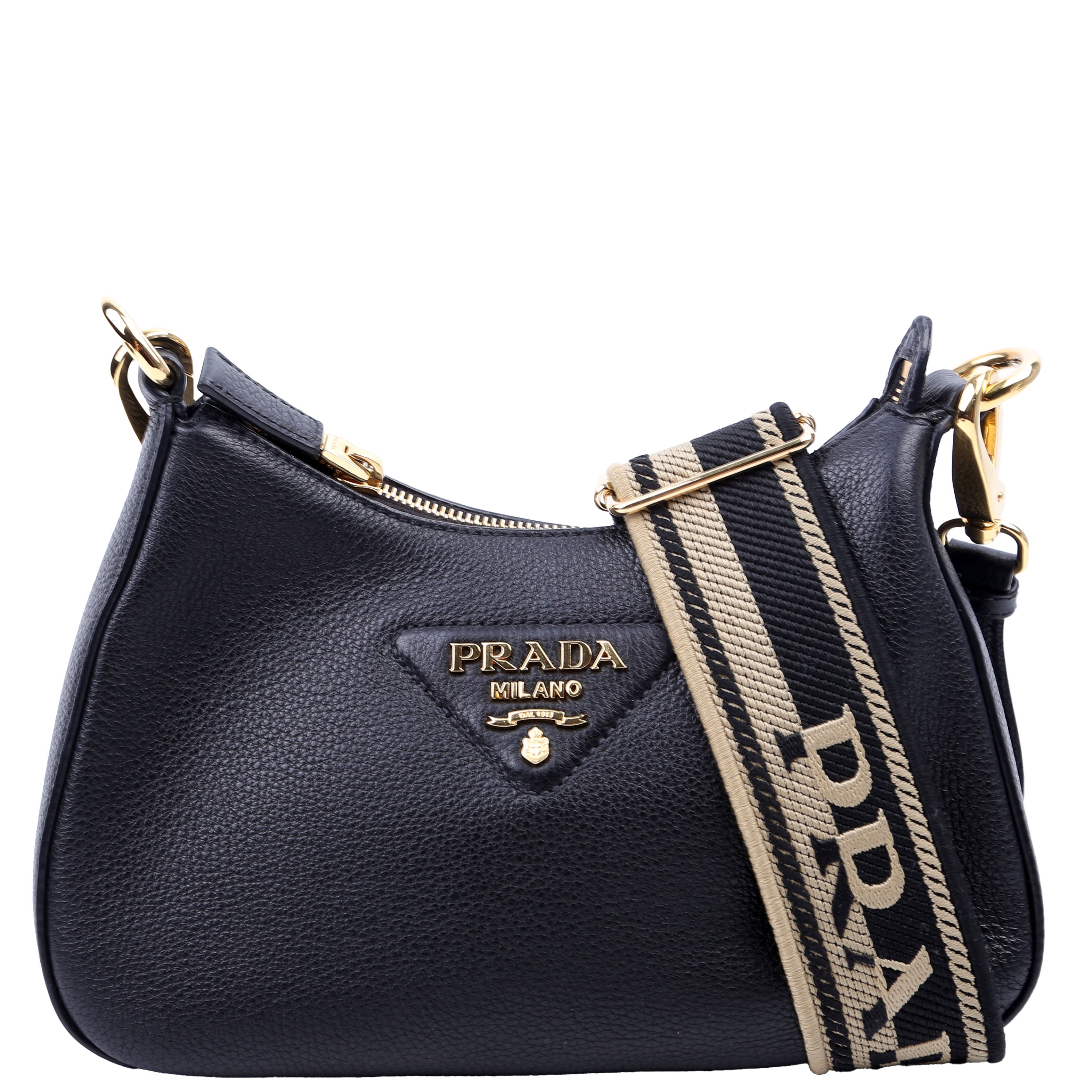 1BH193 Vitello Daino Soft Leather Crossbody Black