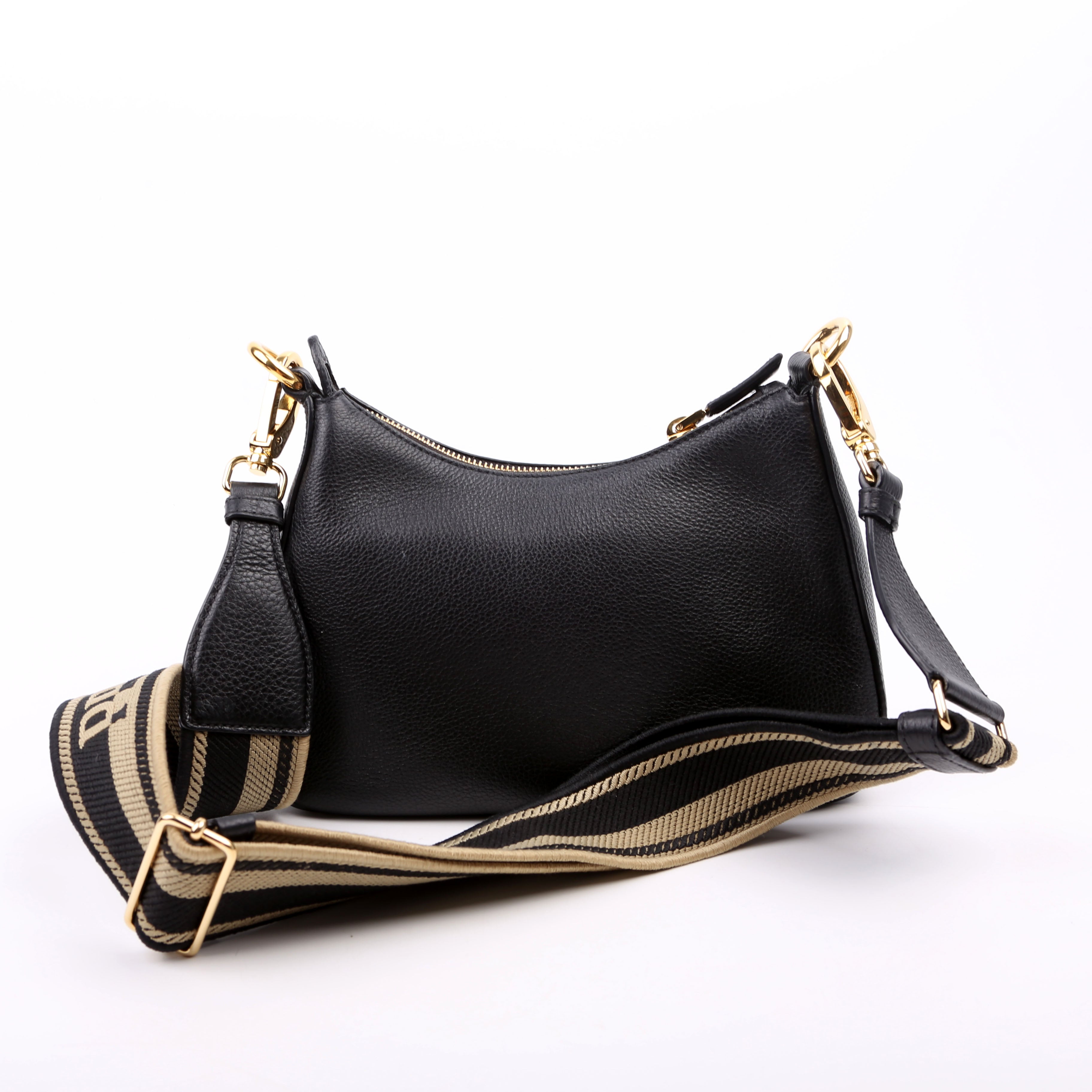 1BH193 Vitello Daino Soft Leather Crossbody Black