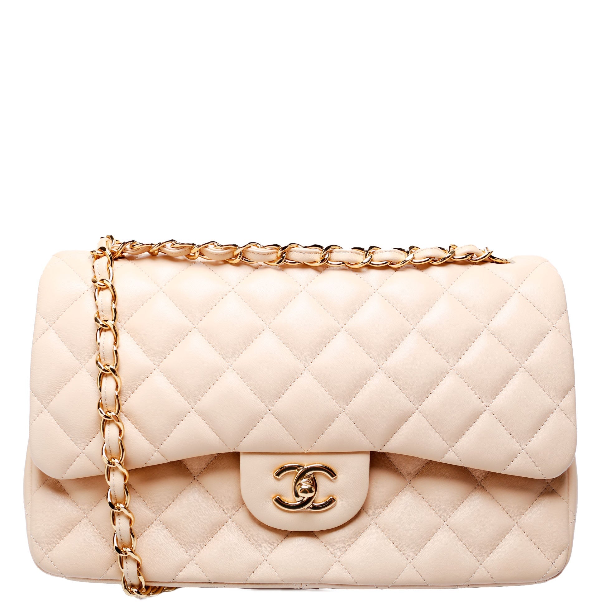 Classic Flap Jumbo Lambskin 24M Cream