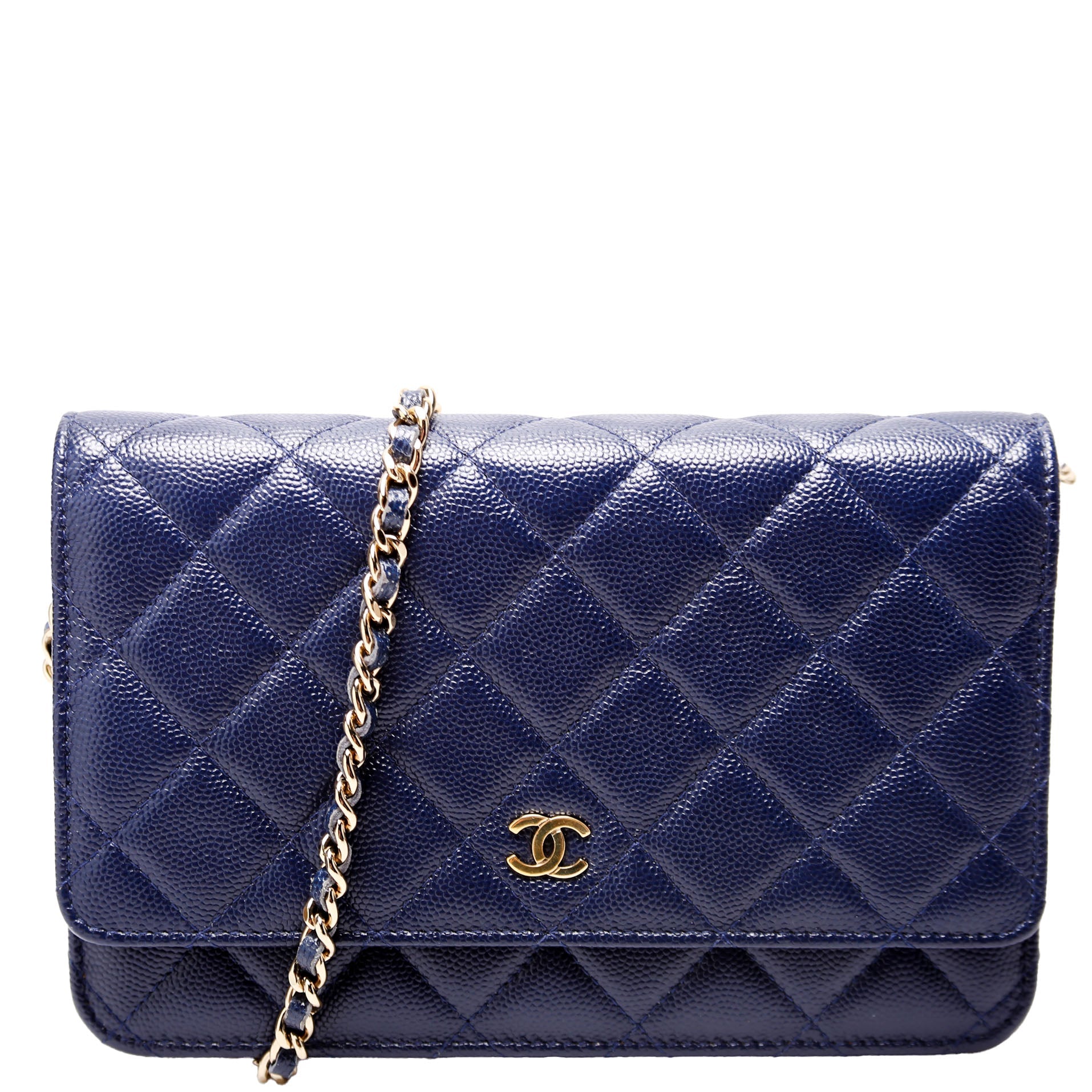Wallet On Chain Quilted Caviar Blue